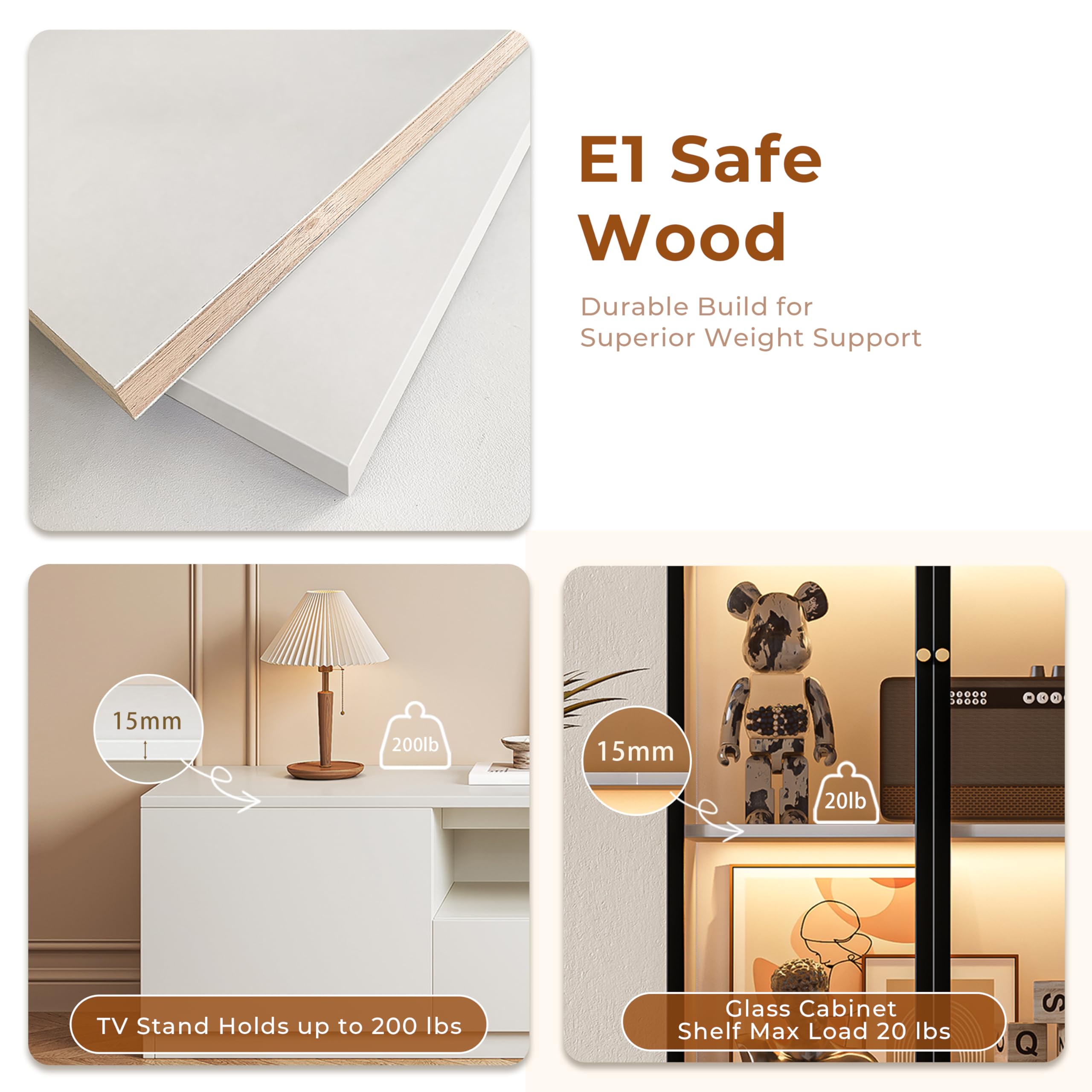 122" White Modern Entertainment Center for 85" TV - 3-Piece Media Console Set