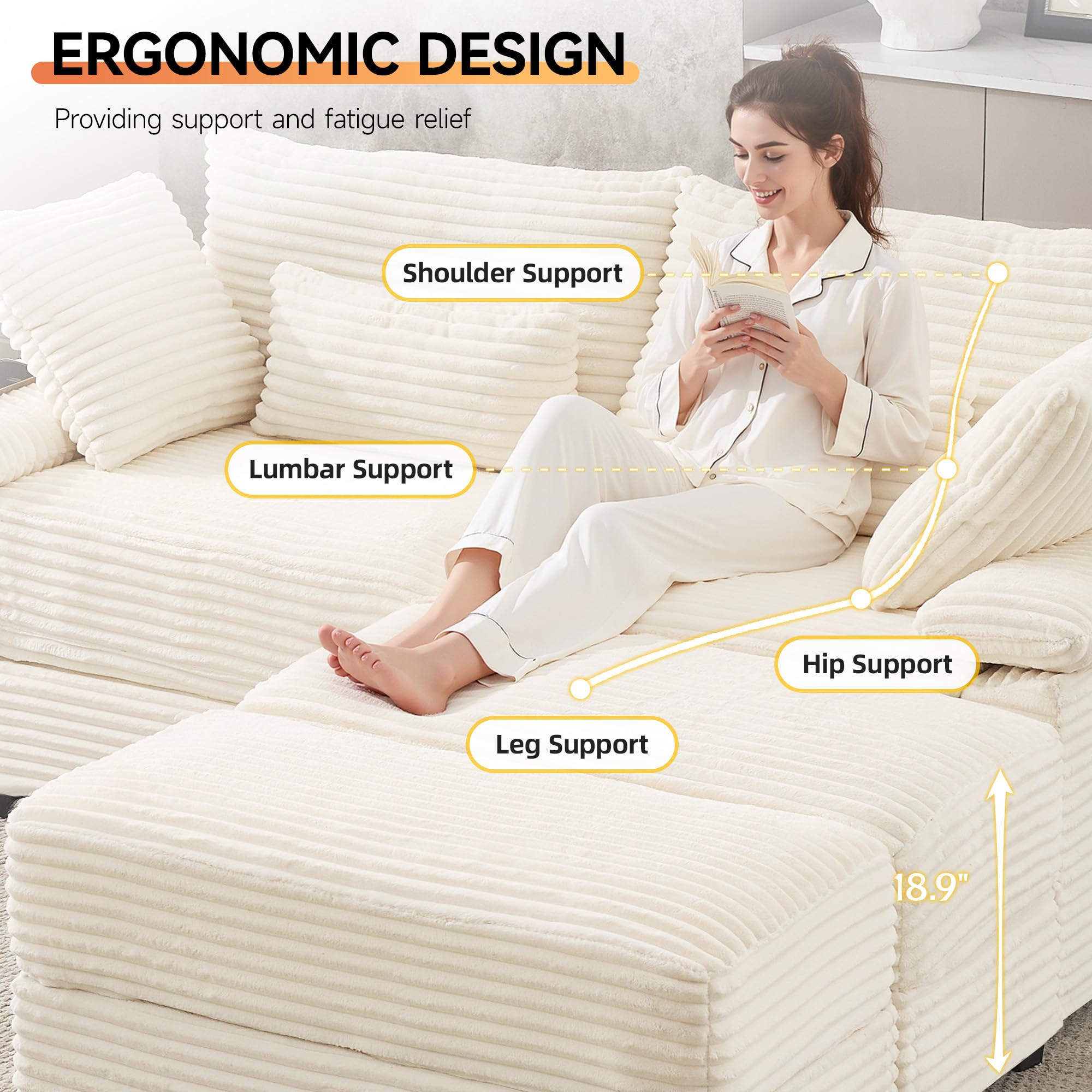 Corduroy Loveseat with Storage Ottoman and USB