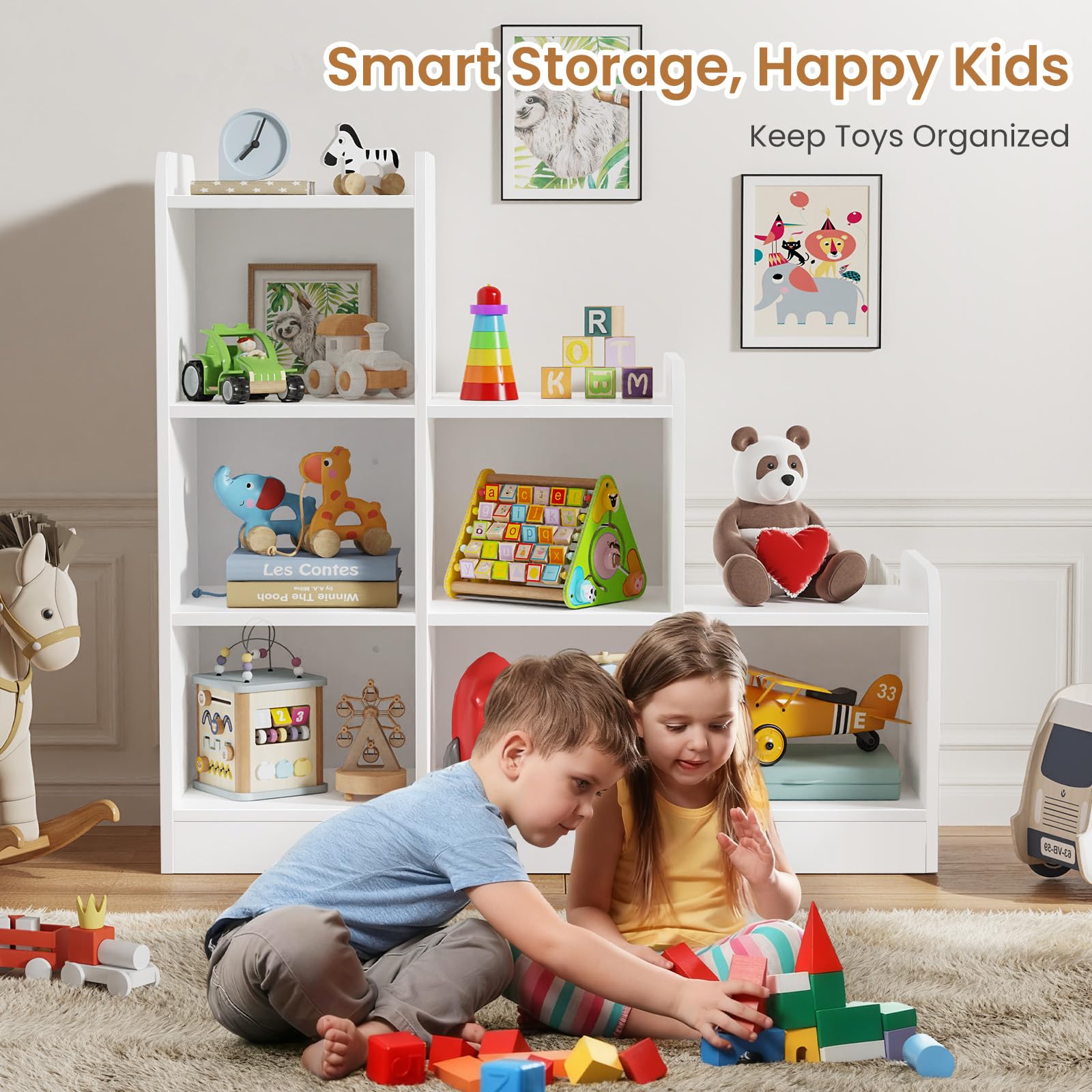 6-Cube Kids Bookshelf and Toy Storage Organizer