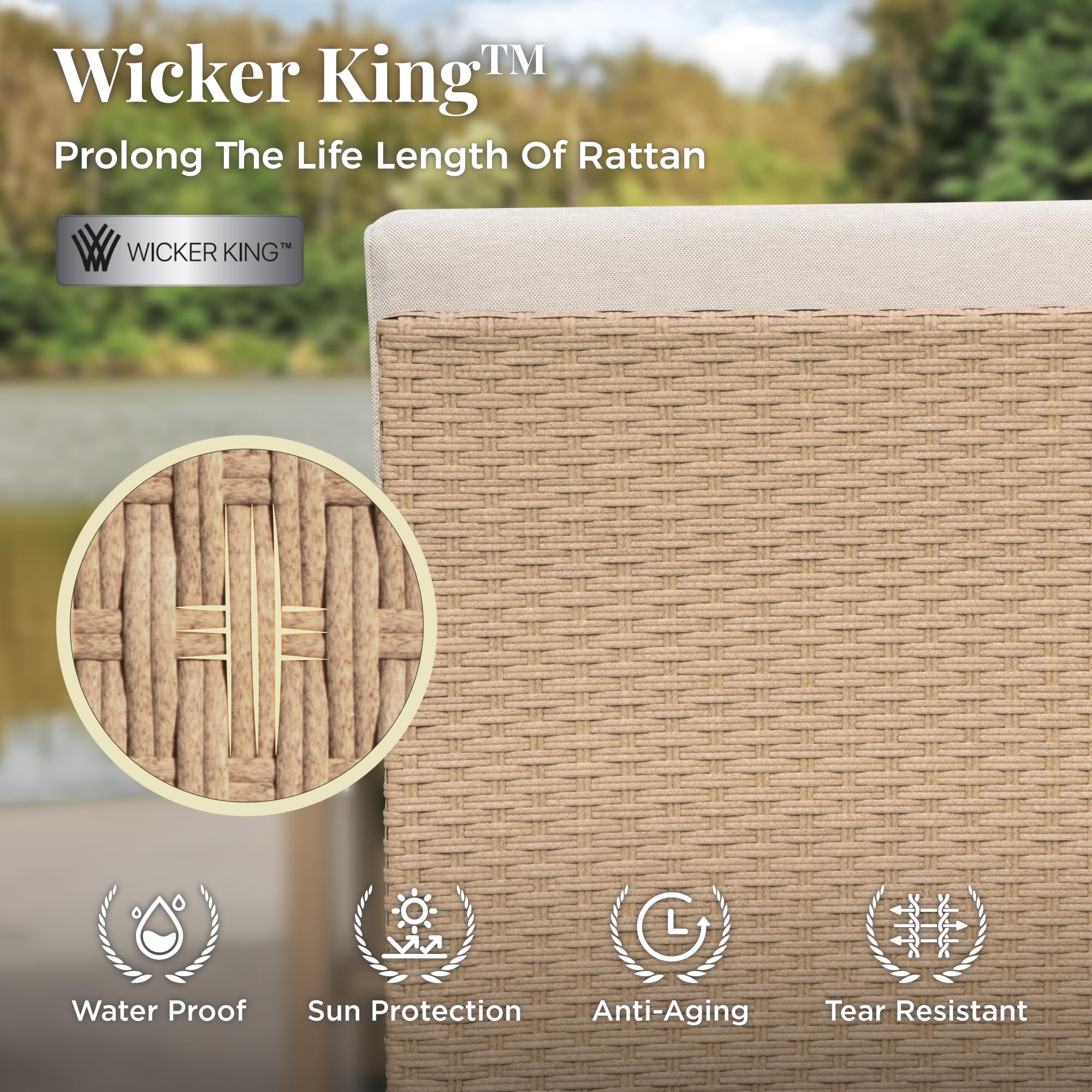 6 Piece Outdoor Rattan Wicker Sectional Conversation Set with Coffee Table