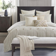 9-Piece King Comforter Set with Clipped Jacquard Stripes