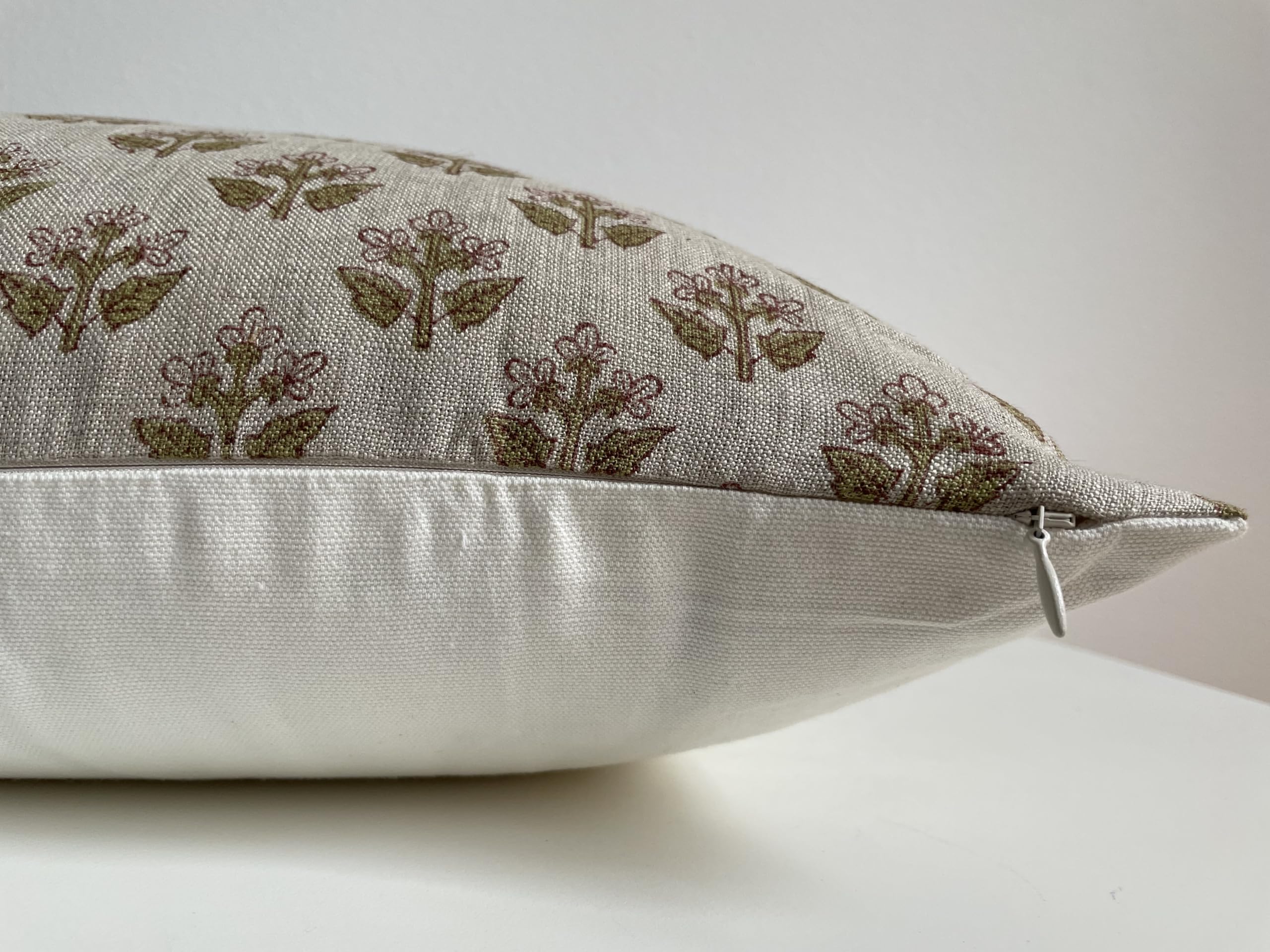 Hand Block Print Linen Throw Pillow Cover 20x20