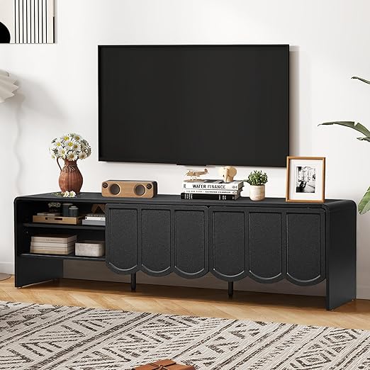 63" TV Stand Wave Panel Entertainment Center