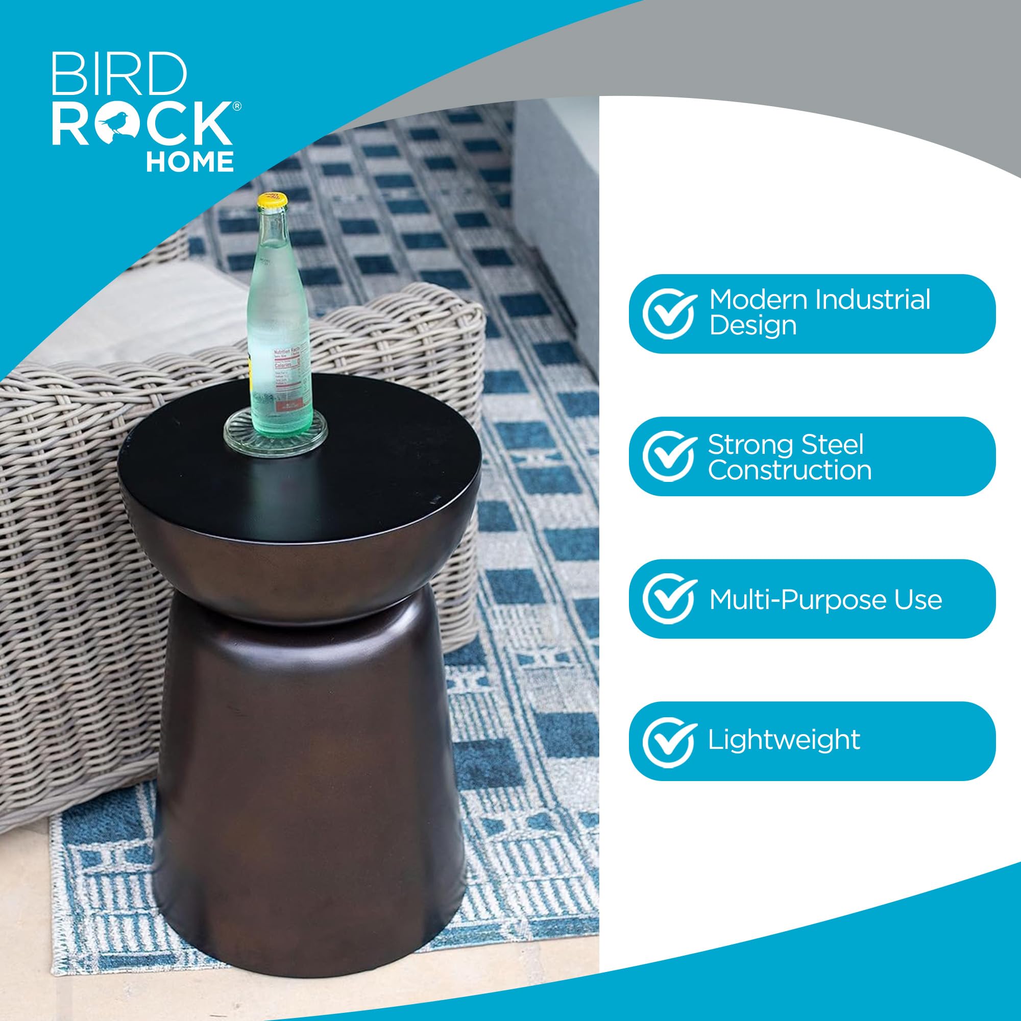 Metal Decorative Garden Stool and Outdoor Accent Side Table