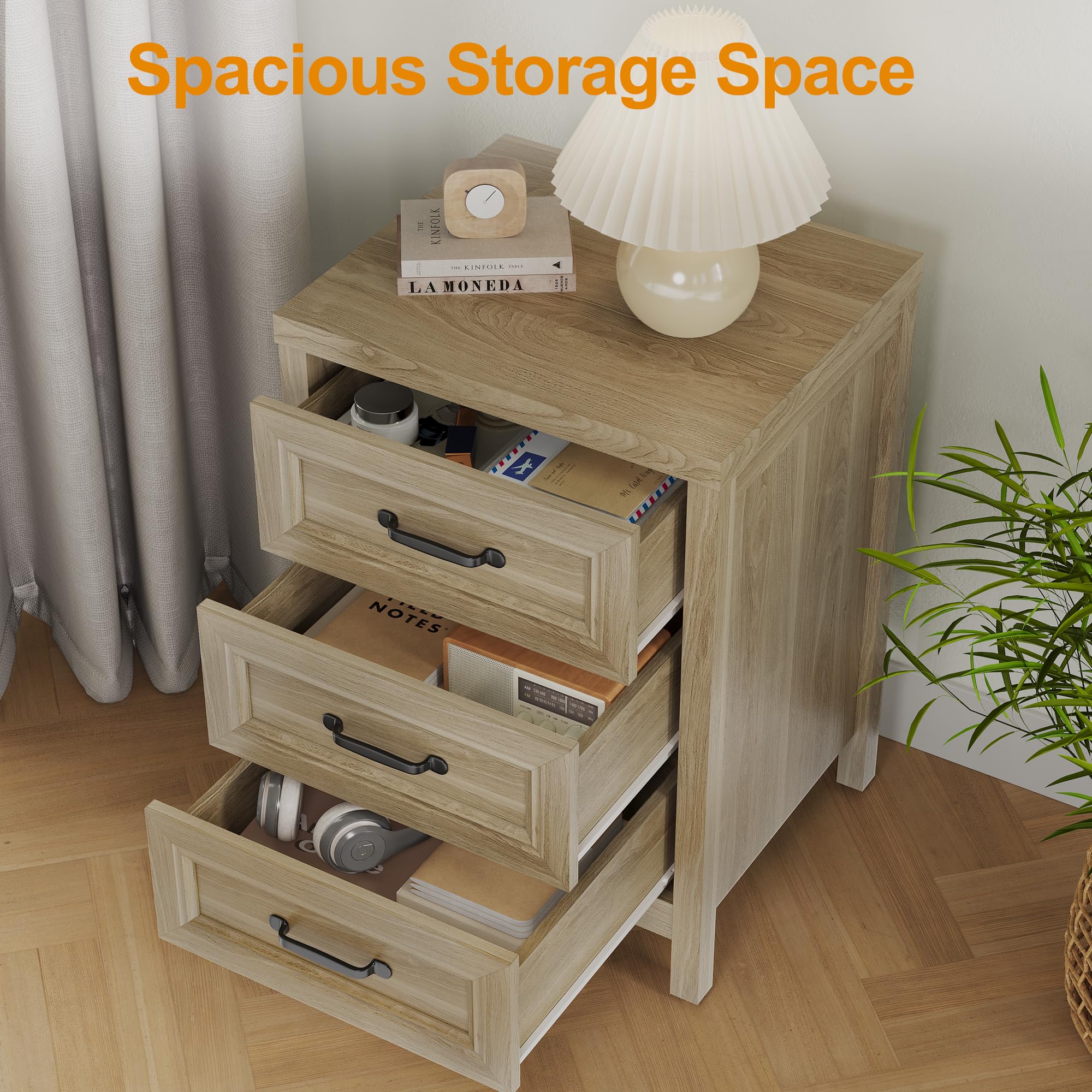 3 Drawer Nightstand with Modern Wood Design