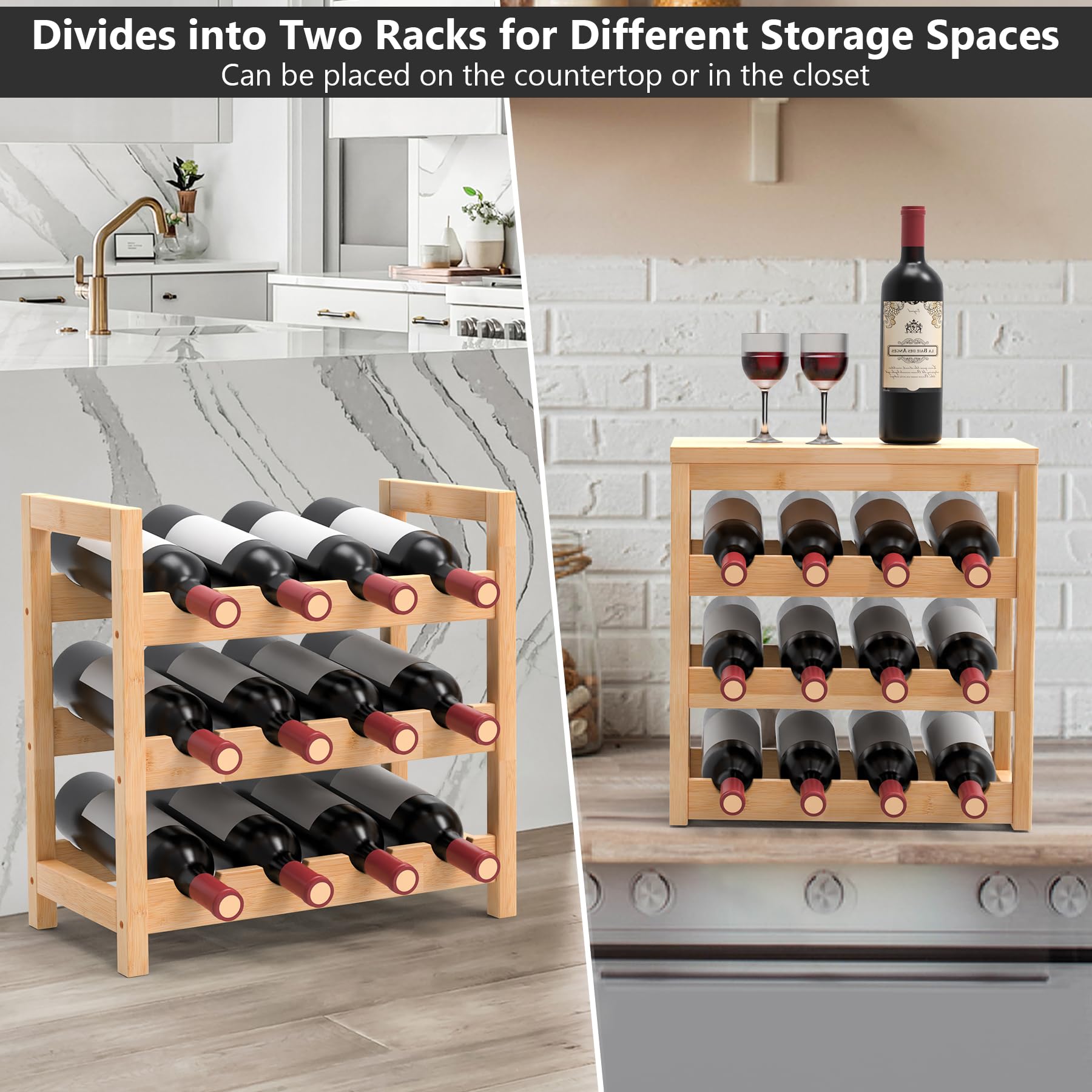 6 Tier Bamboo Wine Rack 24 Bottle