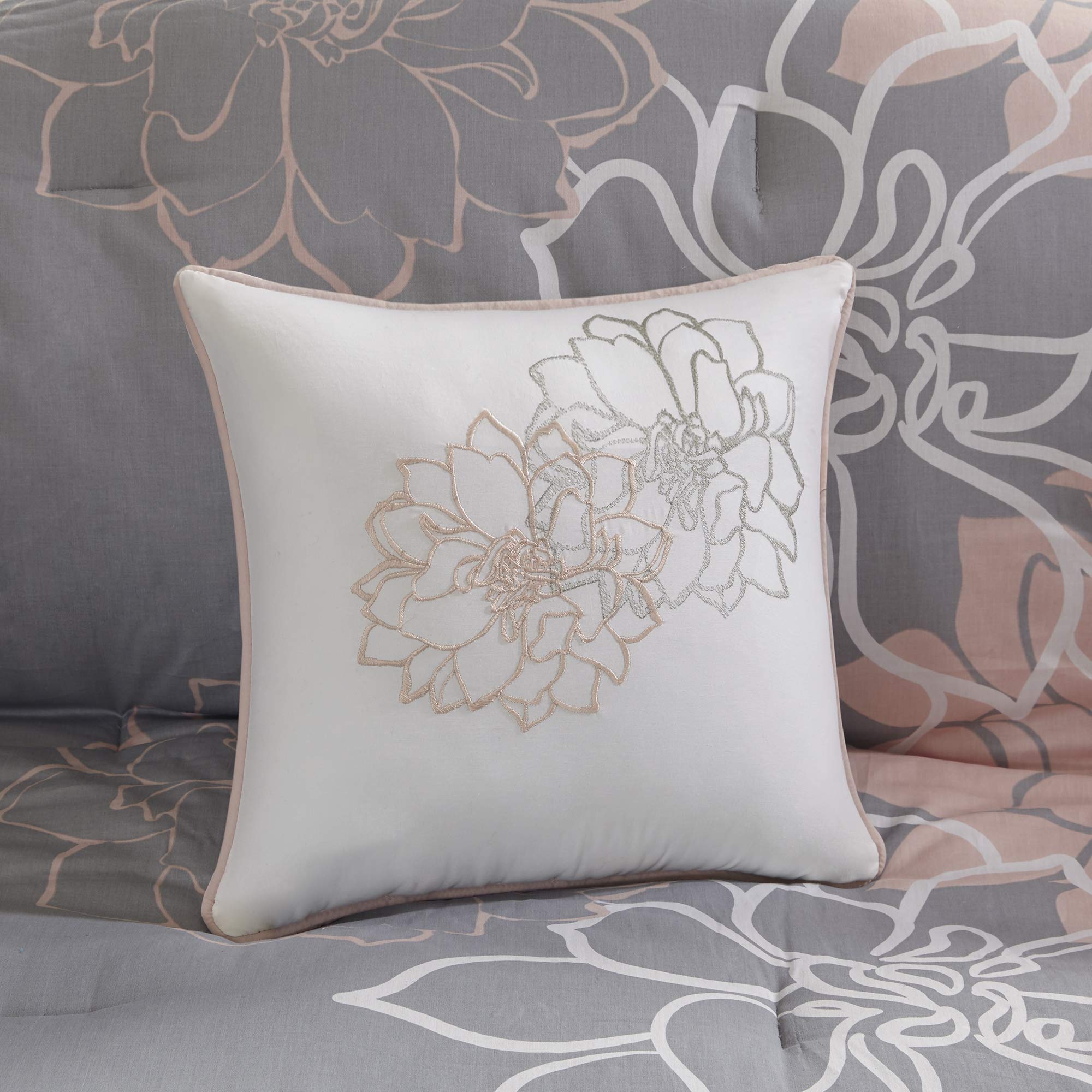 Queen Floral Comforter Set 7 Piece