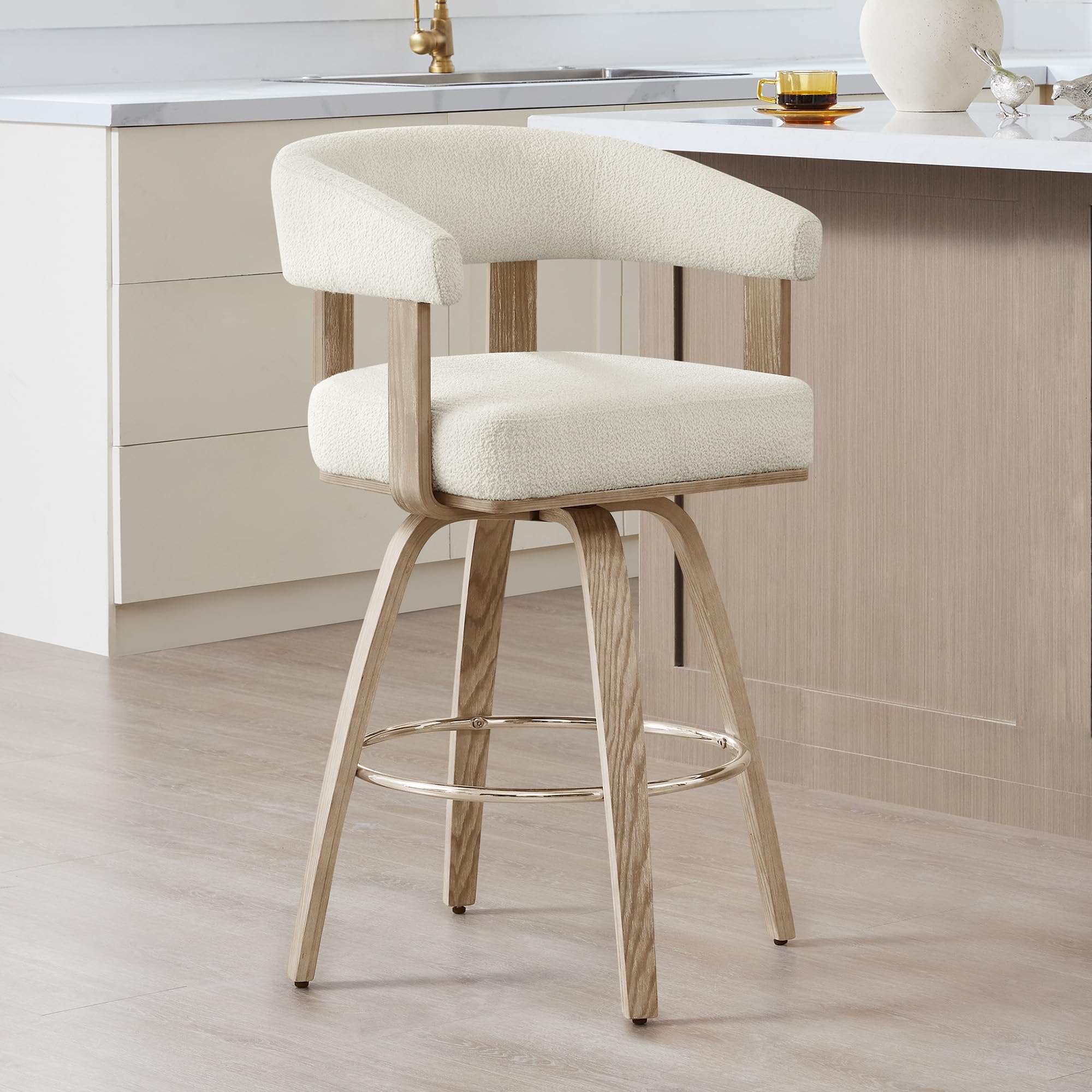 Swivel Counter Height Barstools Set of 2 with Back and Armrest