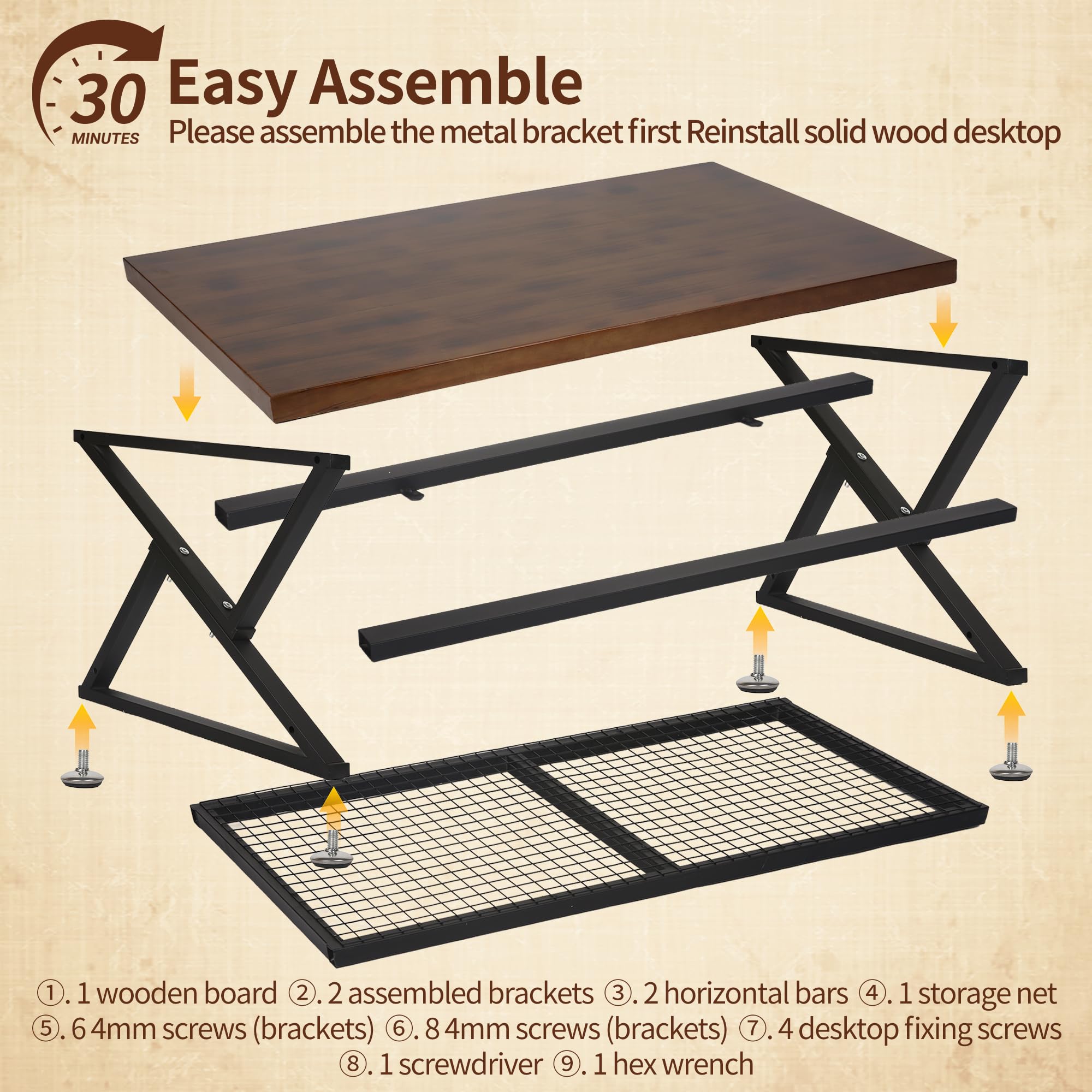 Rectangular Coffee Table with Storage Shelf