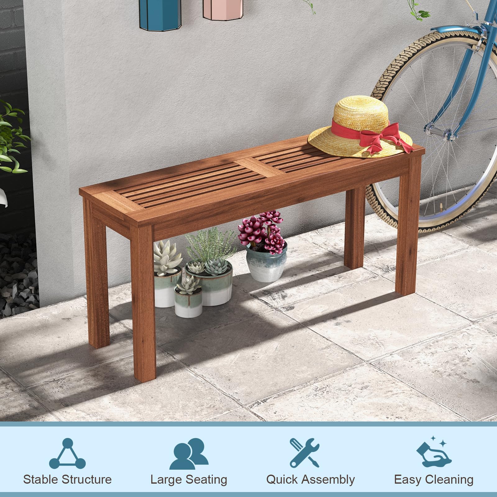 2-Seater Wooden Outdoor Bench