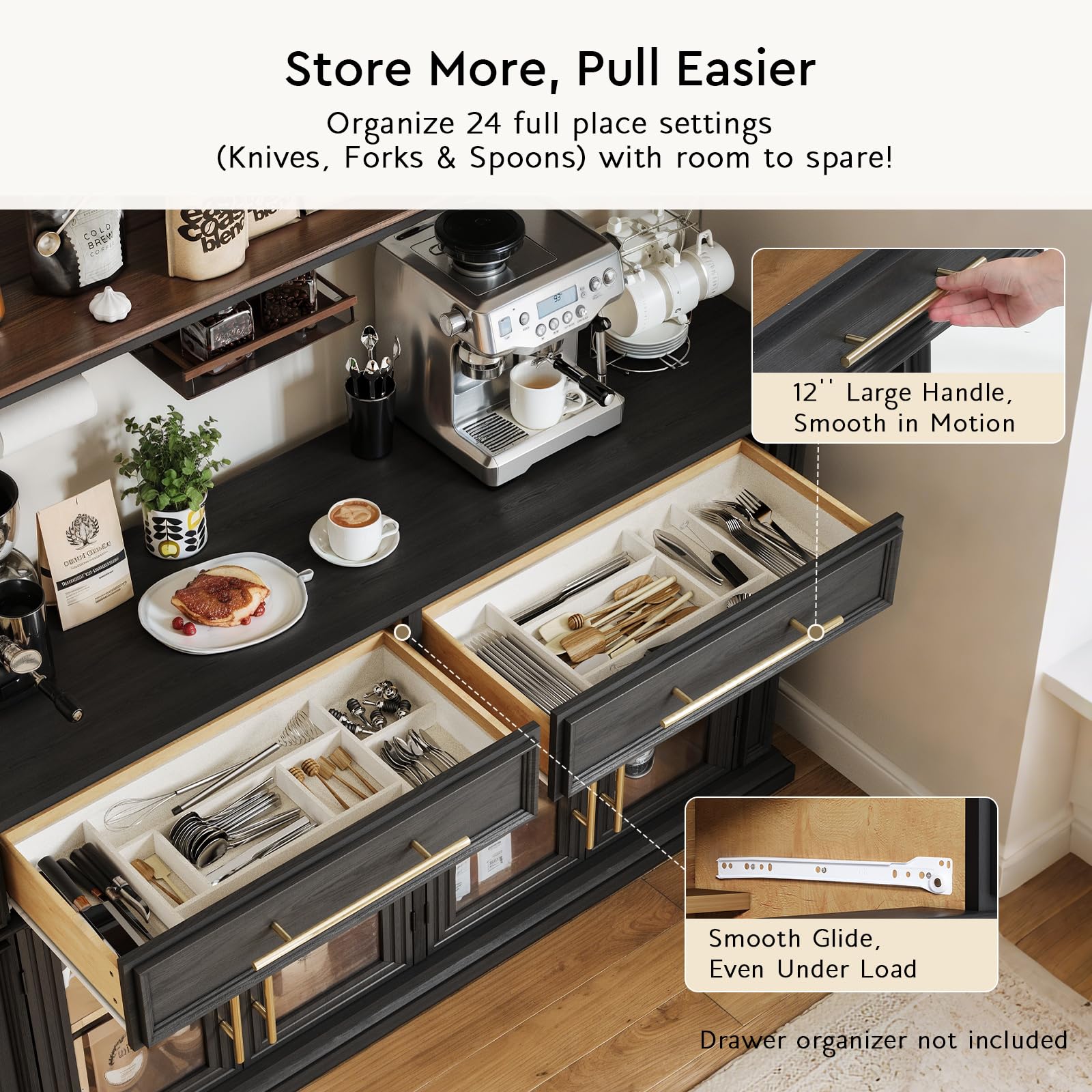 63" Sideboard Buffet Cabinet with Glass Doors