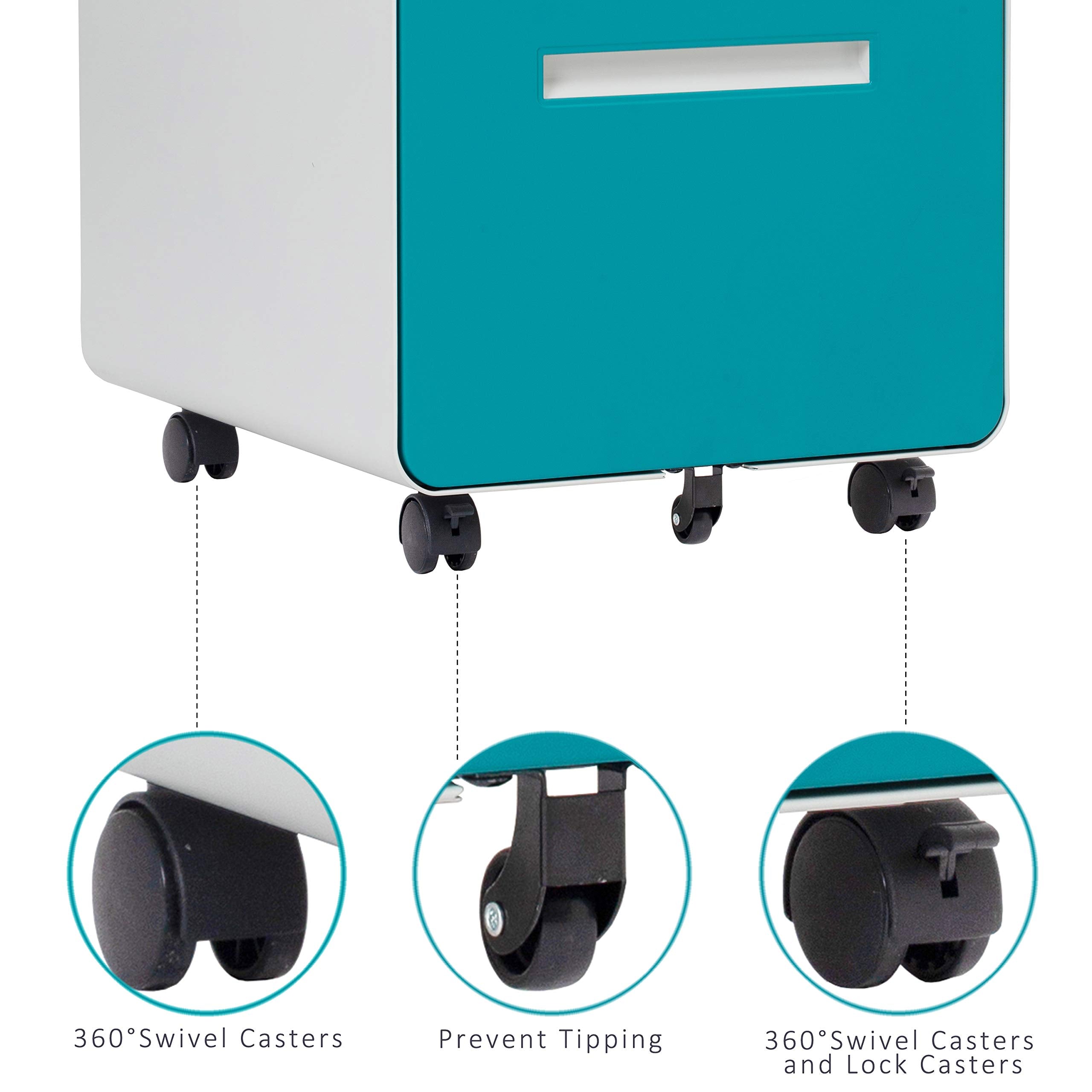 3 Drawer Mobile File Cabinet with Lock