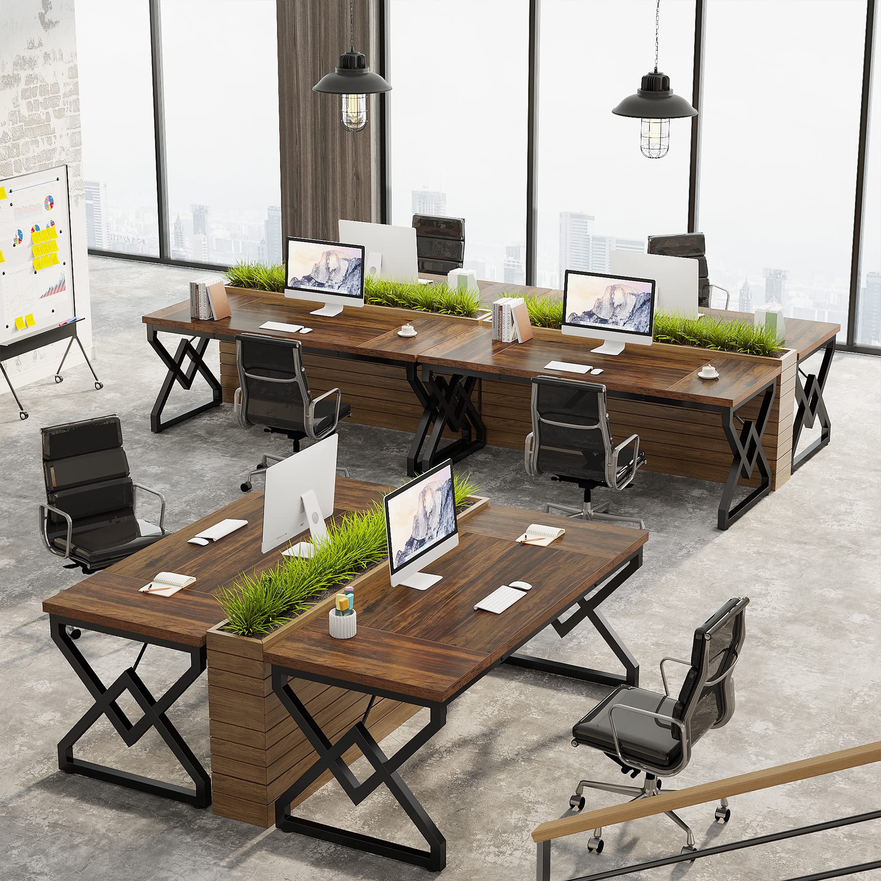 63-Inch Executive Desk with Metal Frame