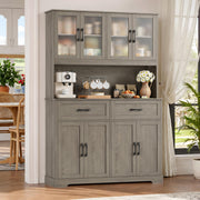 71" Farmhouse Kitchen Pantry Cabinet with Microwave Stand