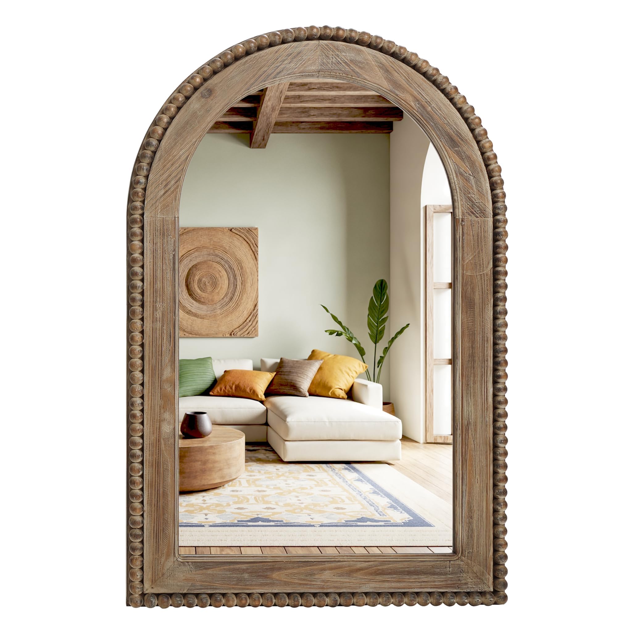 Arch Wall Mirror with Wood Frame