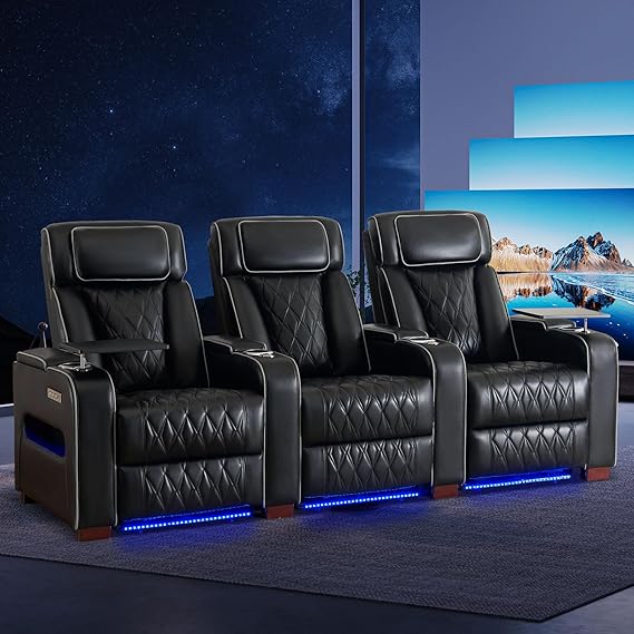 Luxury Home Theater Seating Power Recliner with LED Lighting
