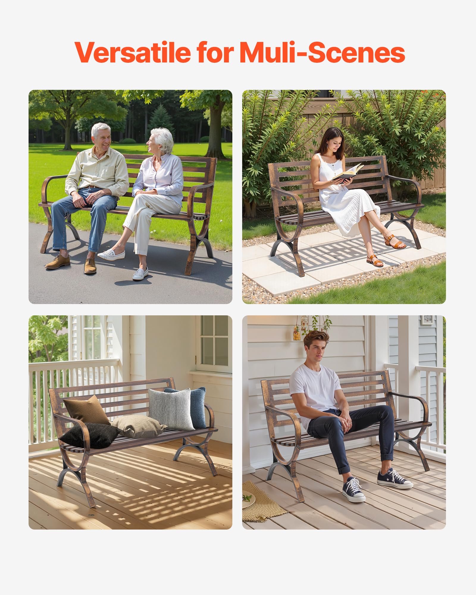 50 Inch Carbon Steel Outdoor Bench