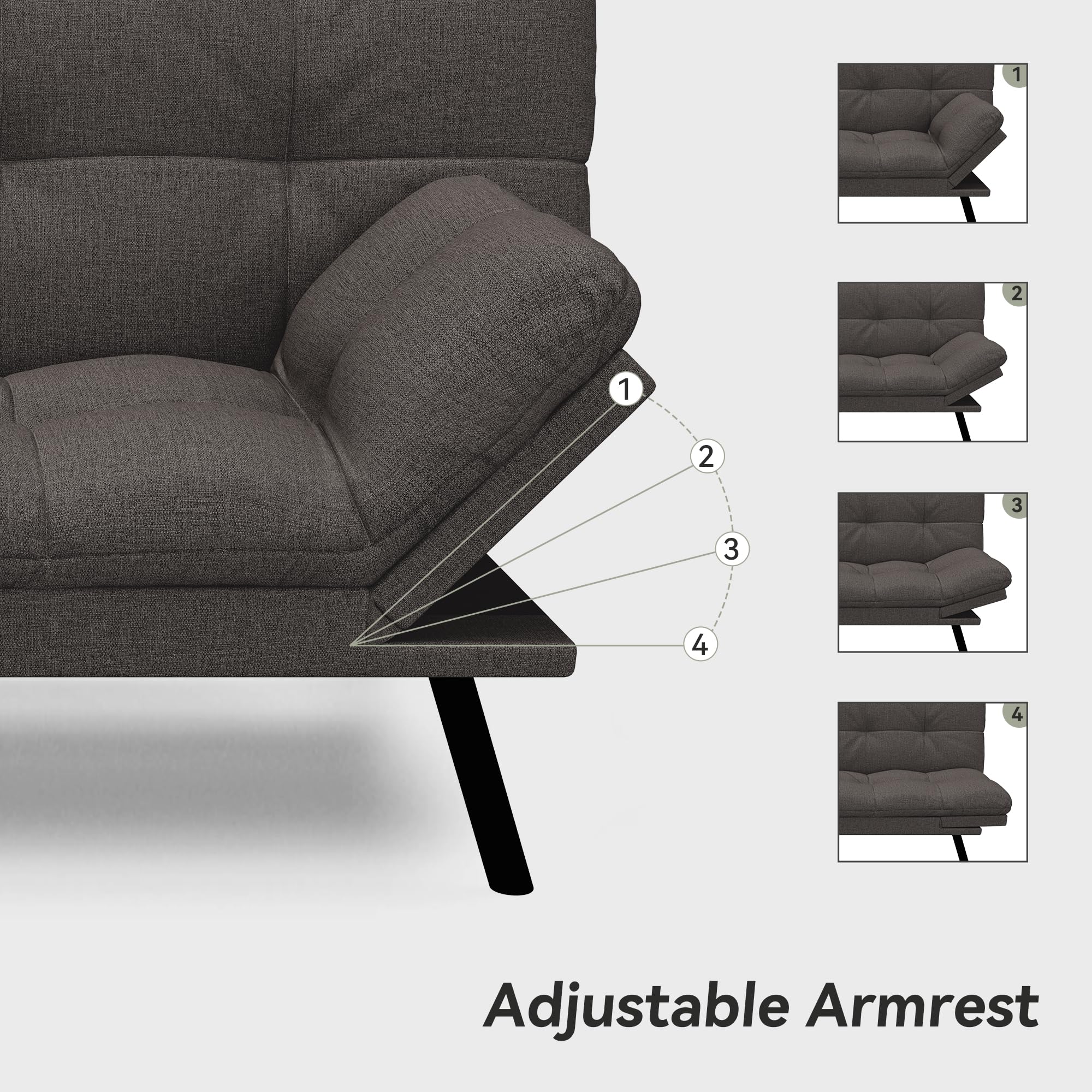 Convertible Futon Sofa Bed with Memory Foam