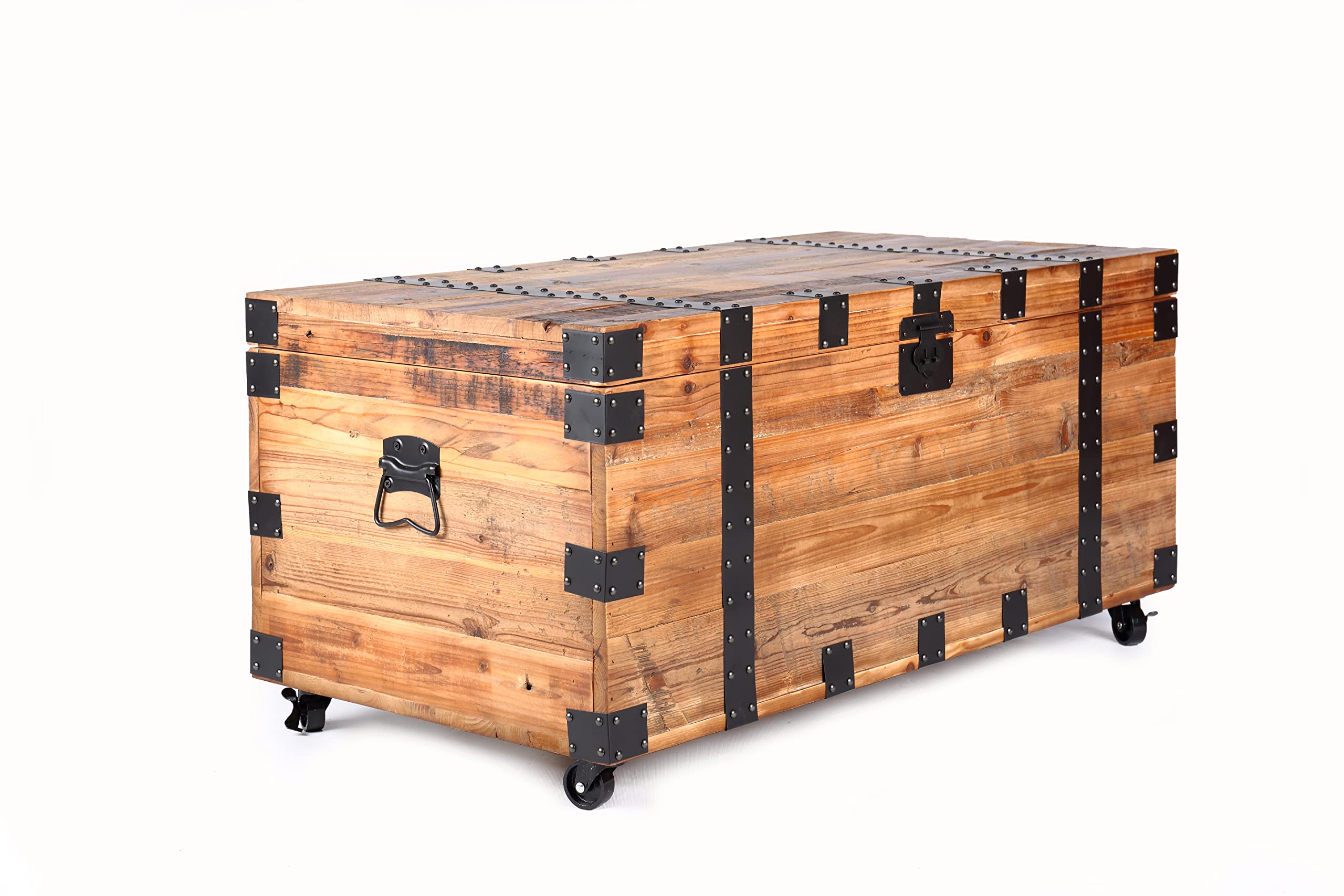 Vintage Reclaimed Fir Wood Storage Trunk