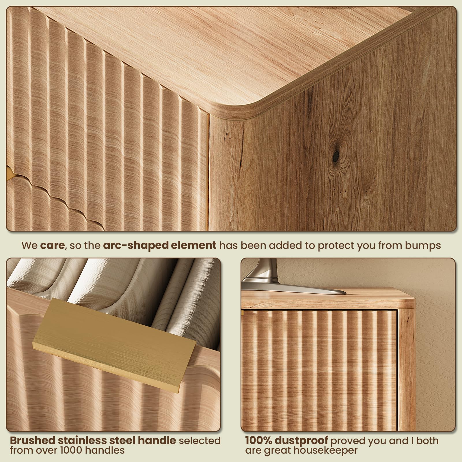 47 Inch Wide 6 Drawer Dresser with Fluted Design