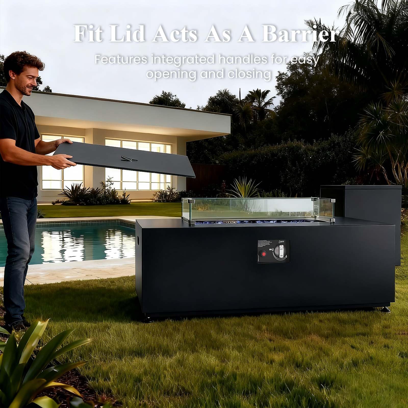 42 Inch Outdoor Fire Pit Table with Hidden Fuel Tank