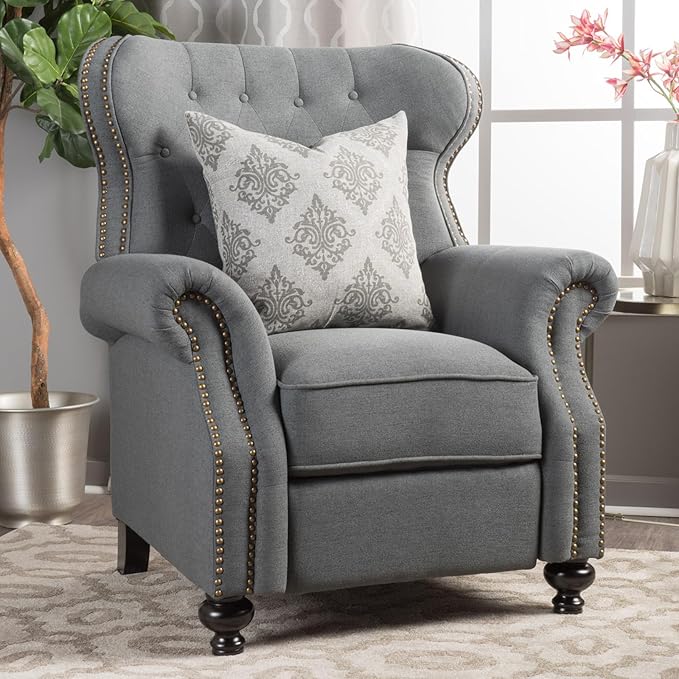 Purple Pushback Recliner Chair with Wingback Design