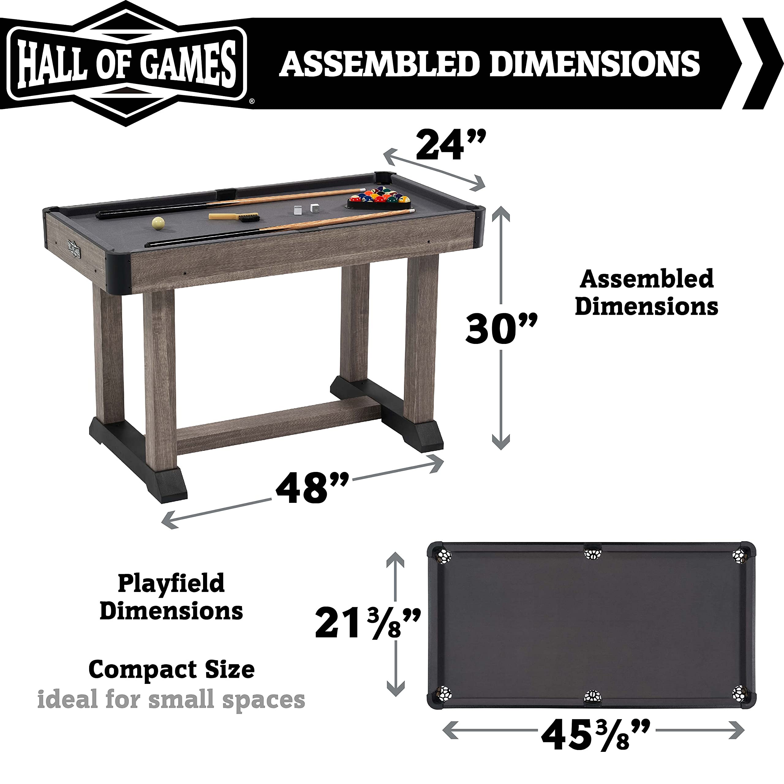 48" Charleston Rustic Billiard Table