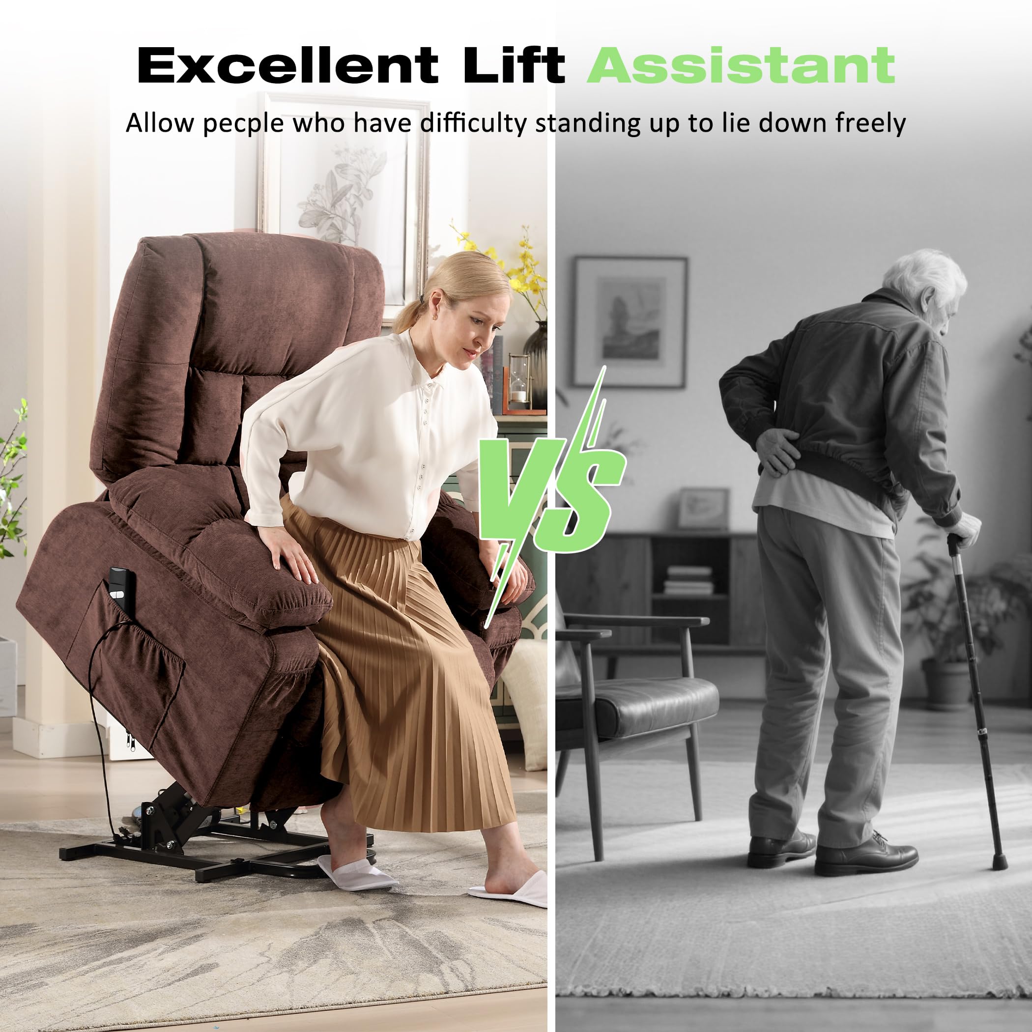 Power Lift Recliner Chair with Massage and Heat