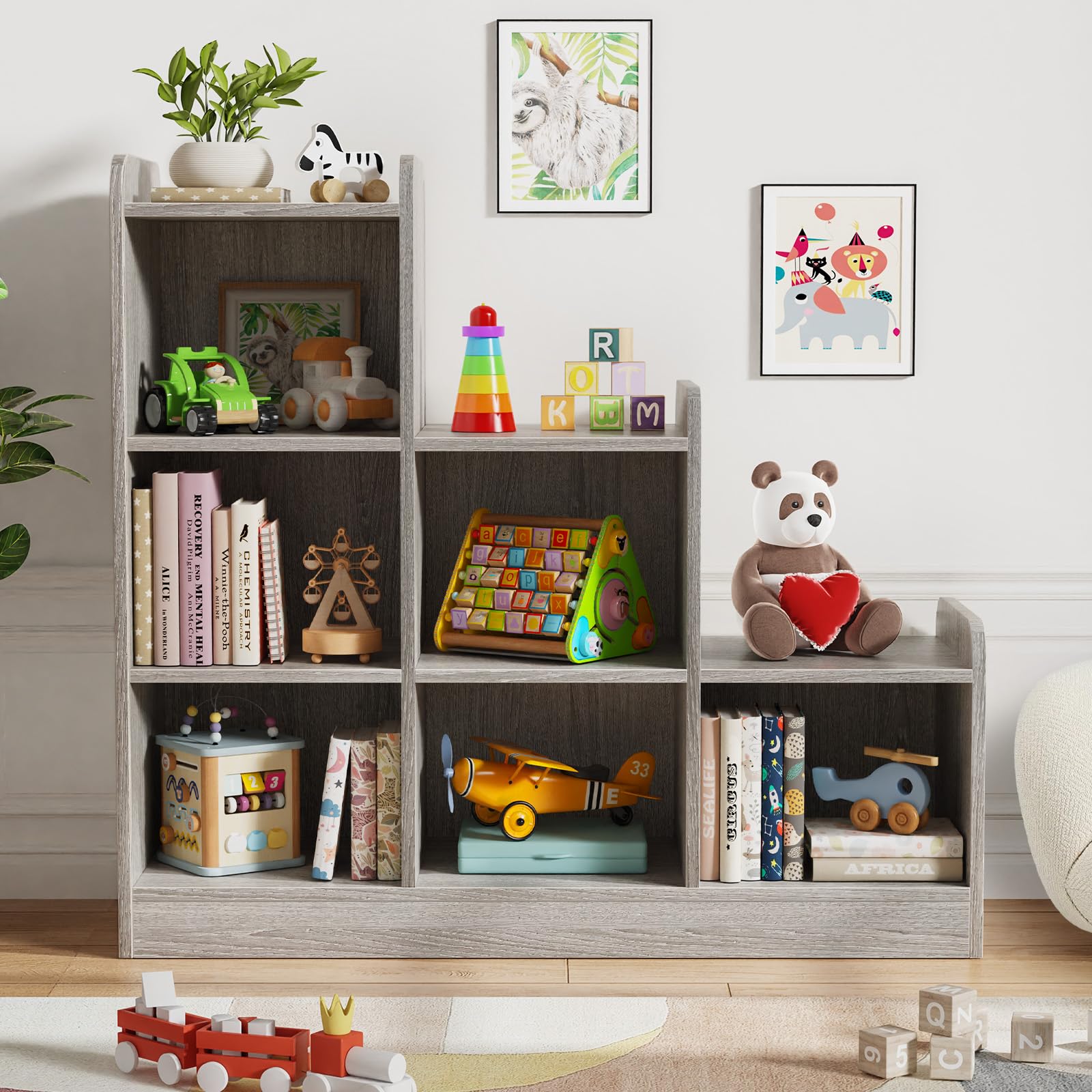 6-Cube Montessori Bookshelf & Toy Storage Organizer