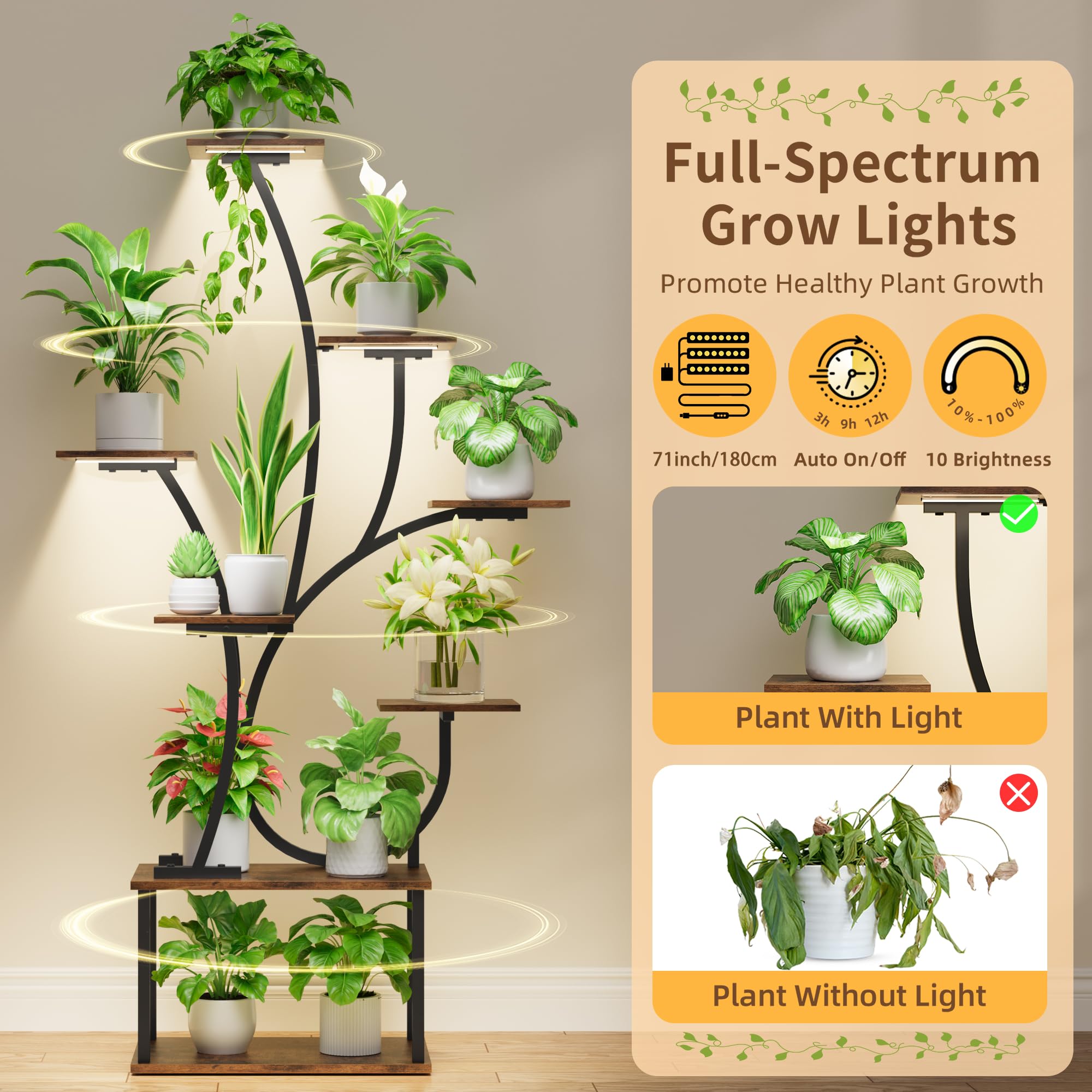 8-Tier Plant Stand with Grow Lights