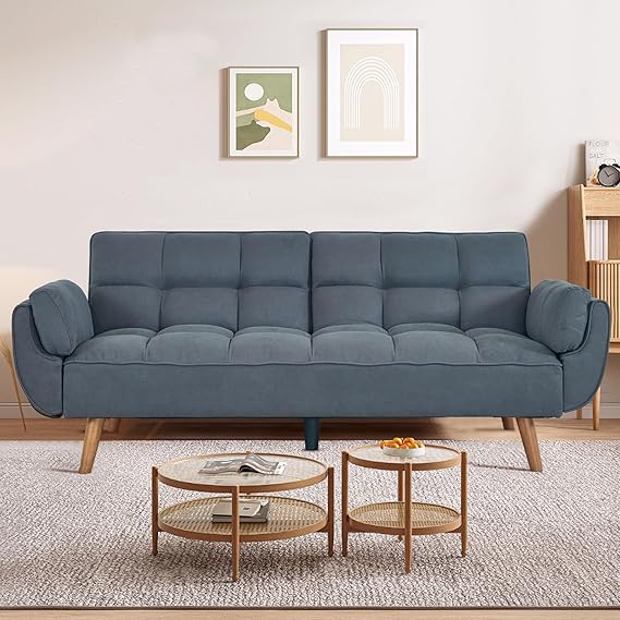 Convertible Futon Sofa Bed with Adjustable Backrest