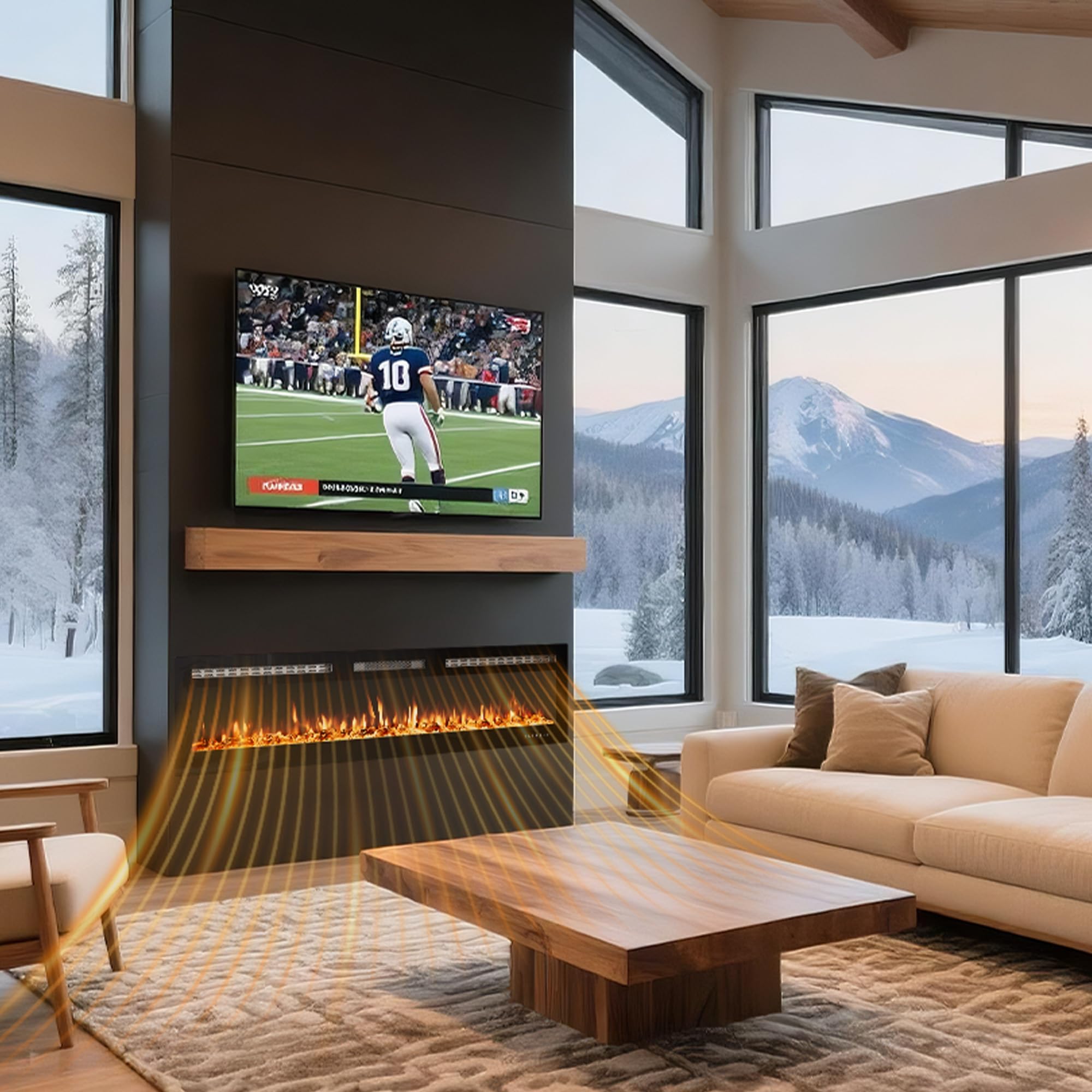 50" Wall Mount Electric Fireplace with Remote