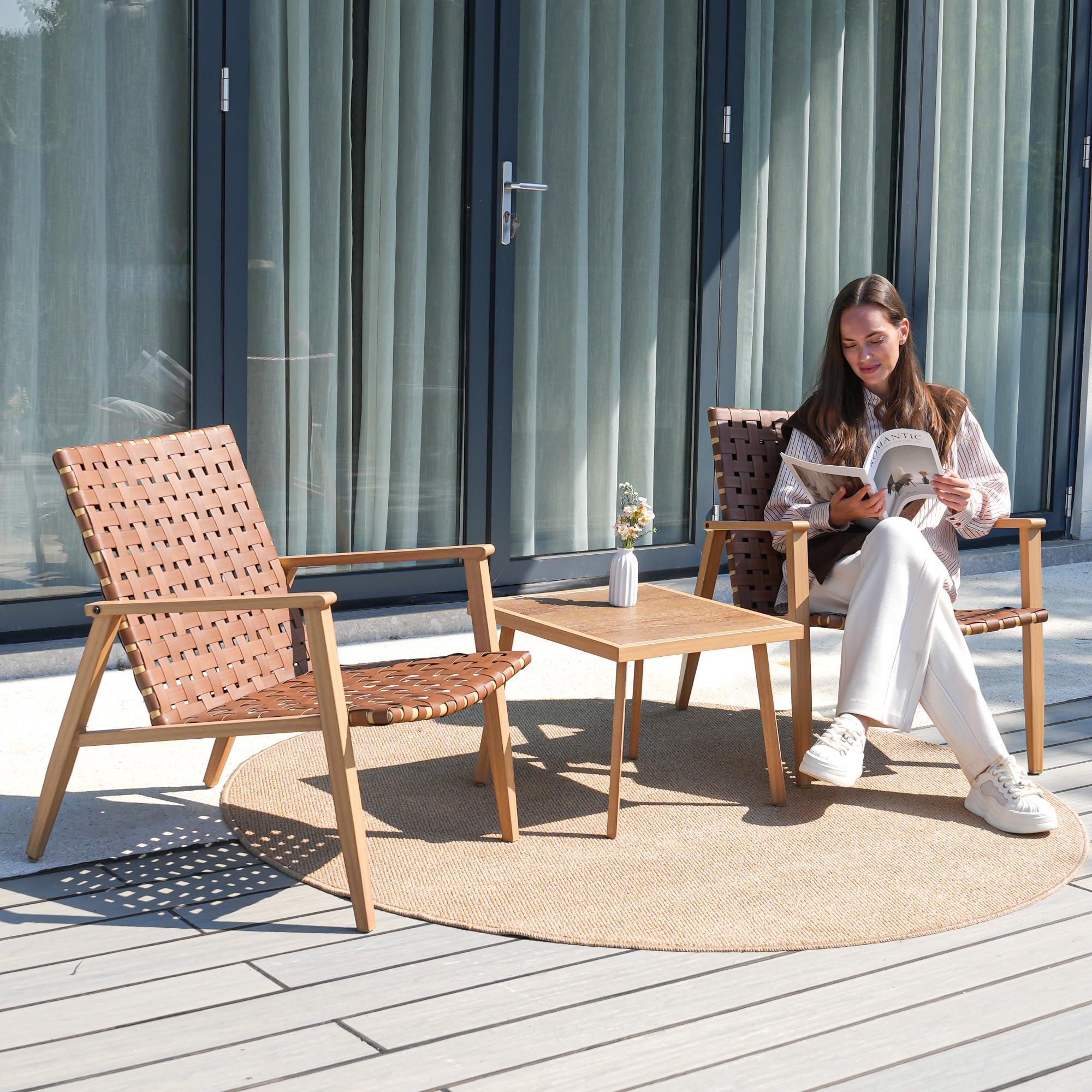 3 Piece Patio Bistro Set with Coffee Table