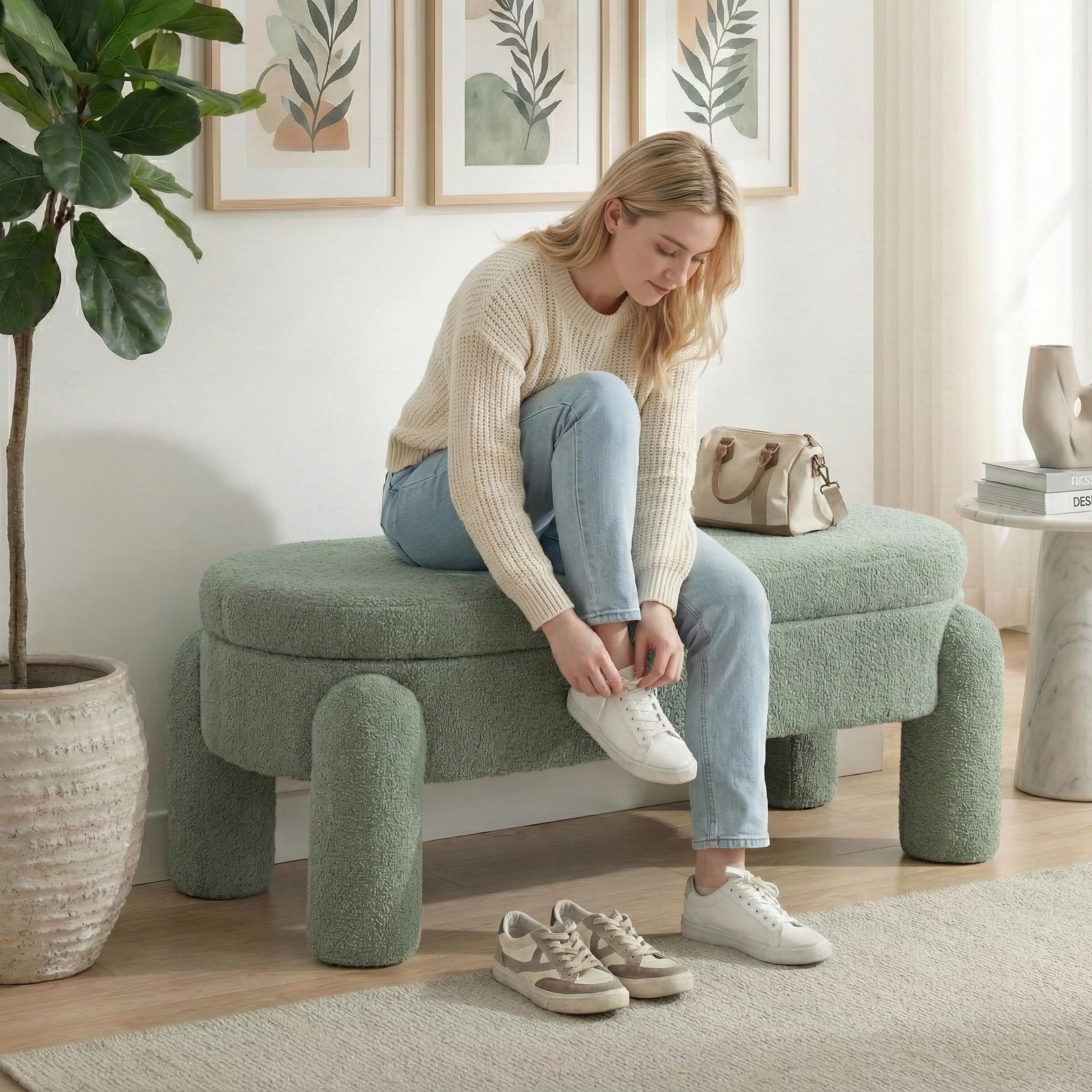 Storage Ottoman Bench with Seating