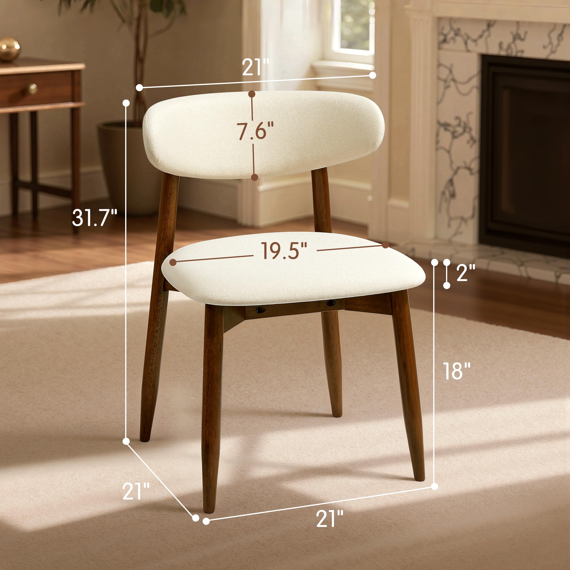 Upholstered Dining Chairs Set of 4 - Mid Century Modern Kitchen Chairs