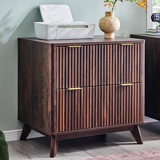 2 Drawer Fluted Lateral File Cabinet with Printer Stand