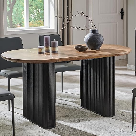 63" Fluted Oval Dining Table for 4-6