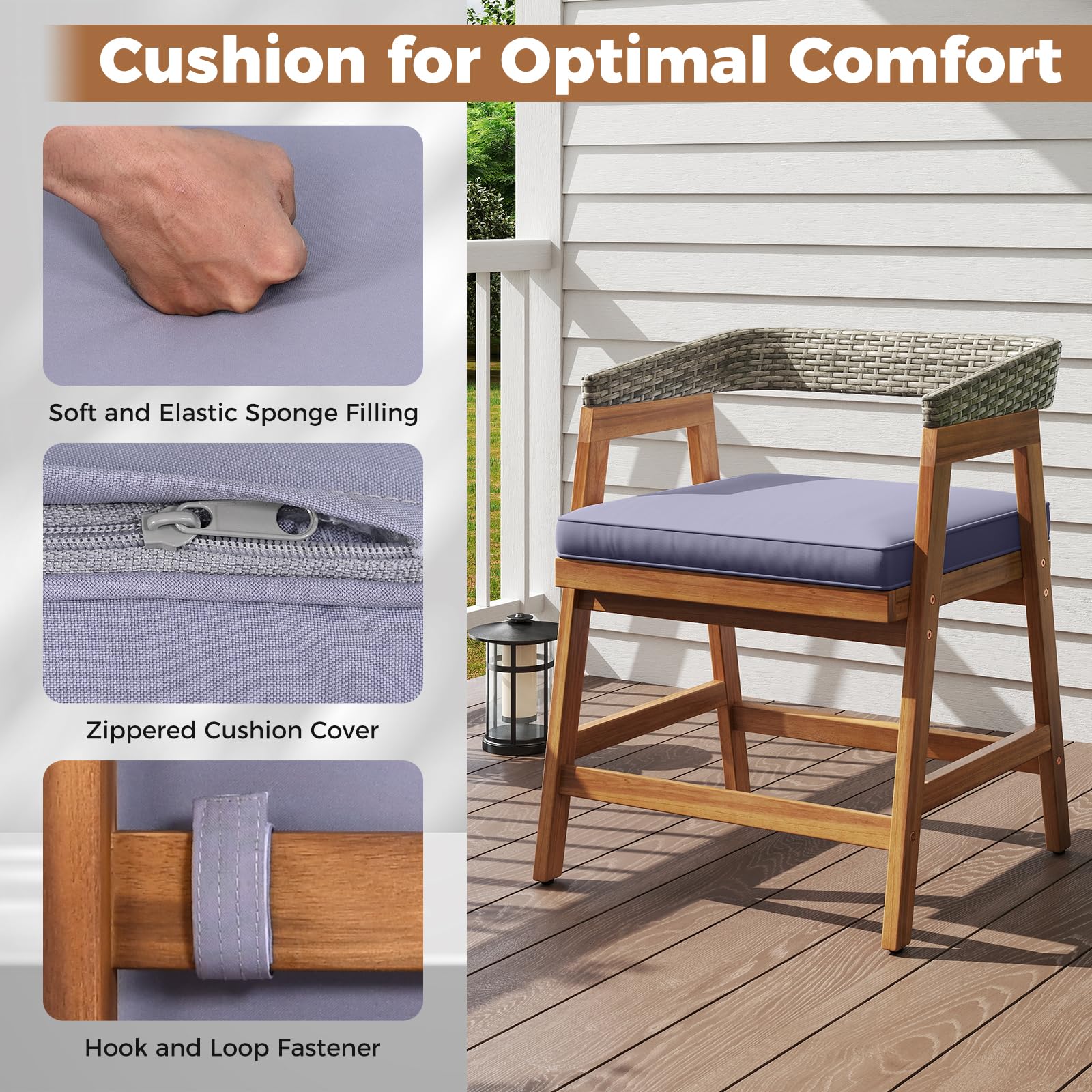 5 Piece Patio Dining Set with Cushioned Chairs
