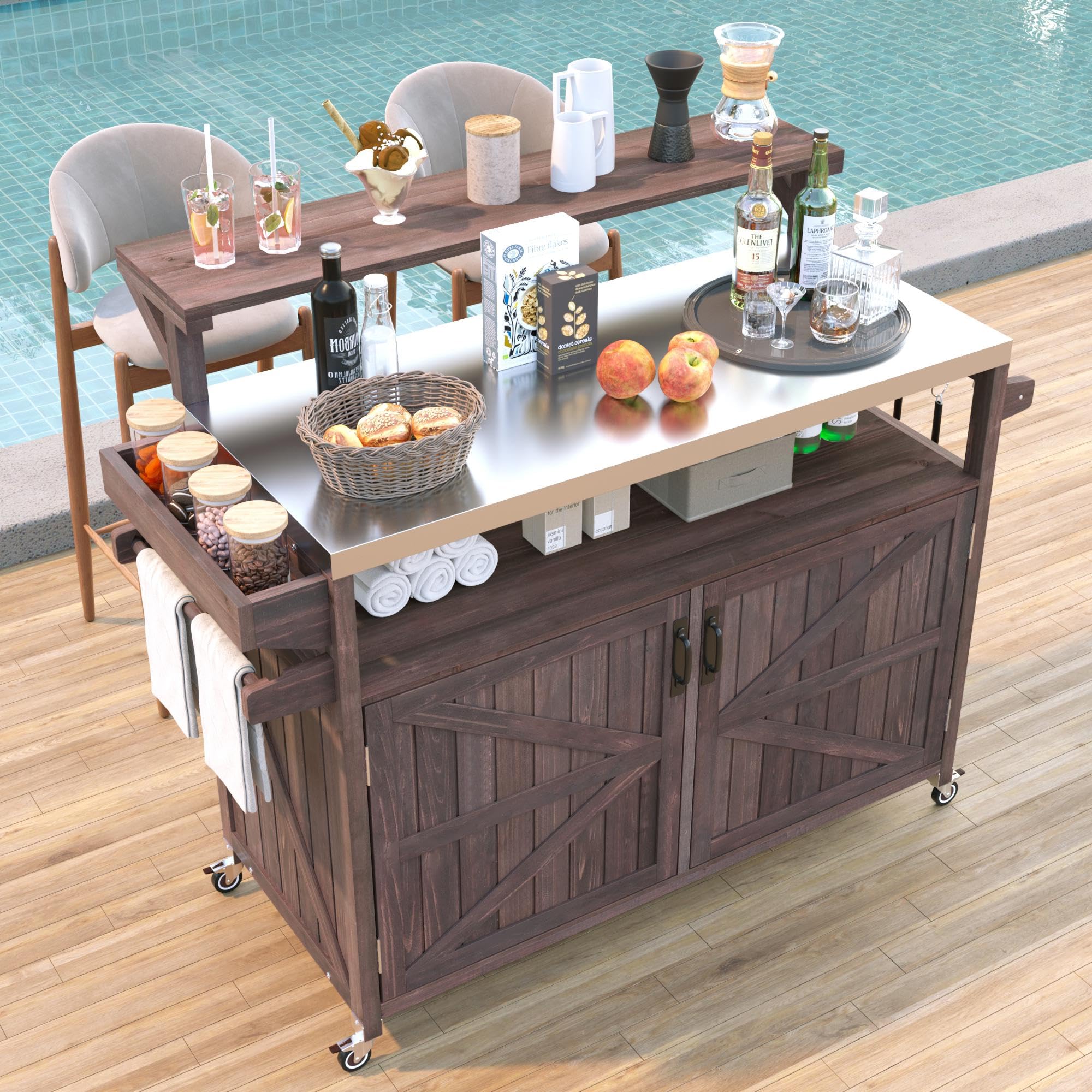 Outdoor Kitchen Island with Raised Shelf