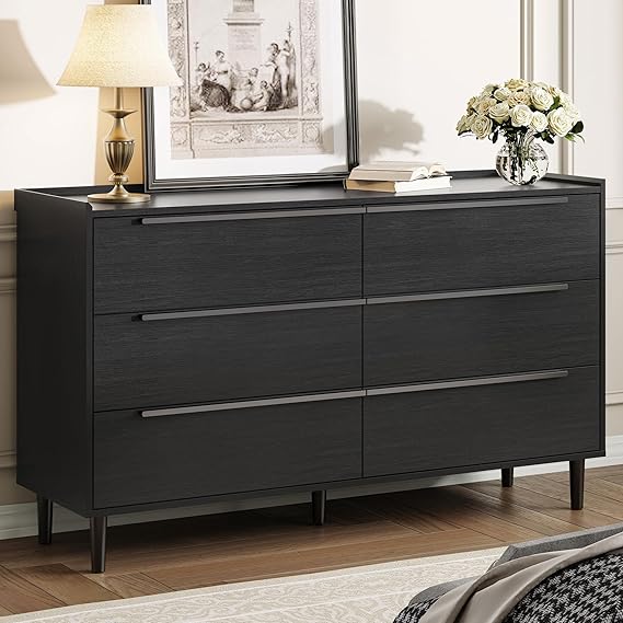 48" Tall Walnut Dresser Mid-Century Modern 5 Drawer Chest