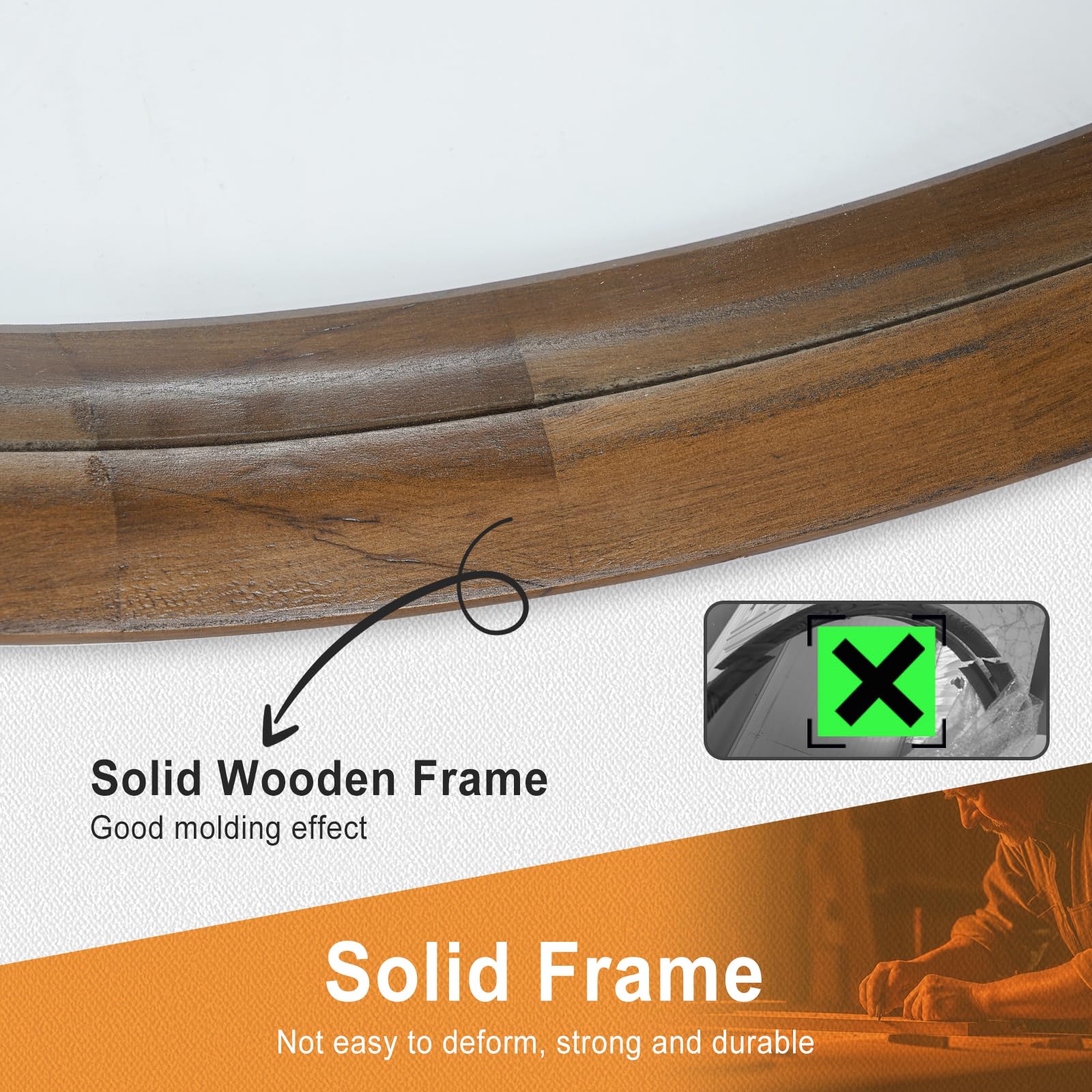30 Inch Round Wood Wall Mirror