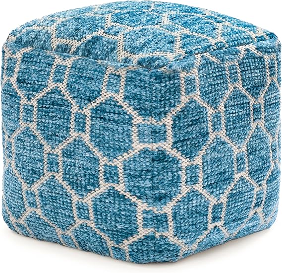 Handmade Pouf Ottoman Footrest - 20" x 20" x 20" Red
