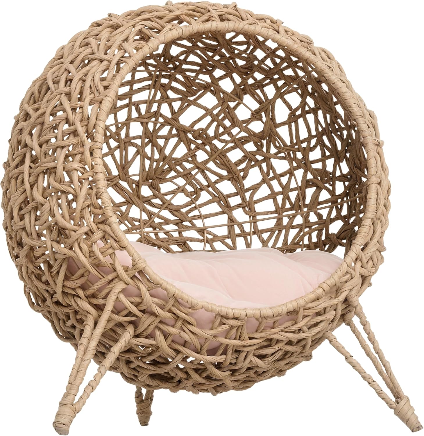 Elevated Woven Cat Bed with Cushion