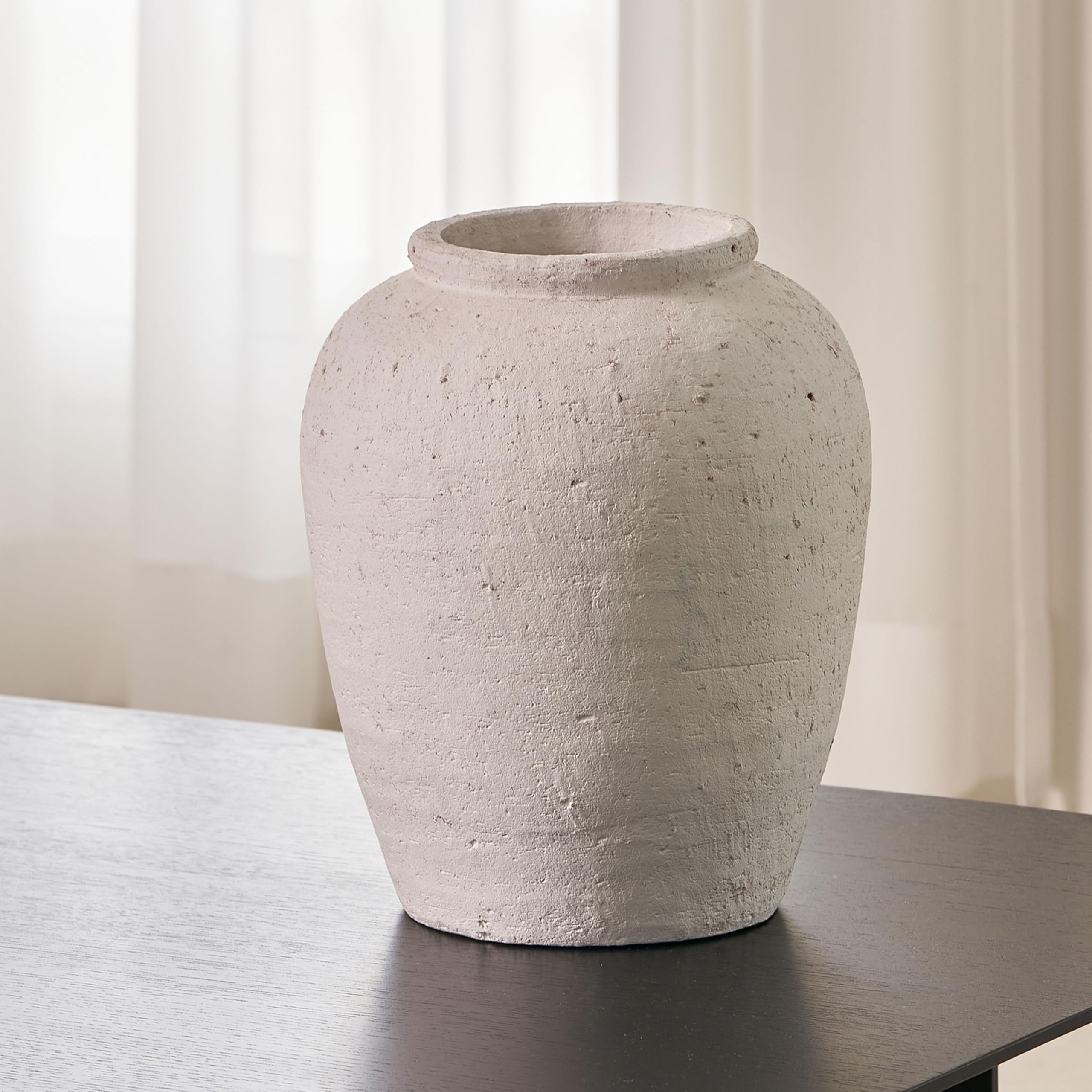 White Ceramic Large Vase 11" Tall Zen Style