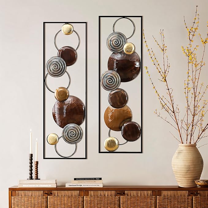 Metal Wall Art Set of 2 Abstract Panels 36 Inch
