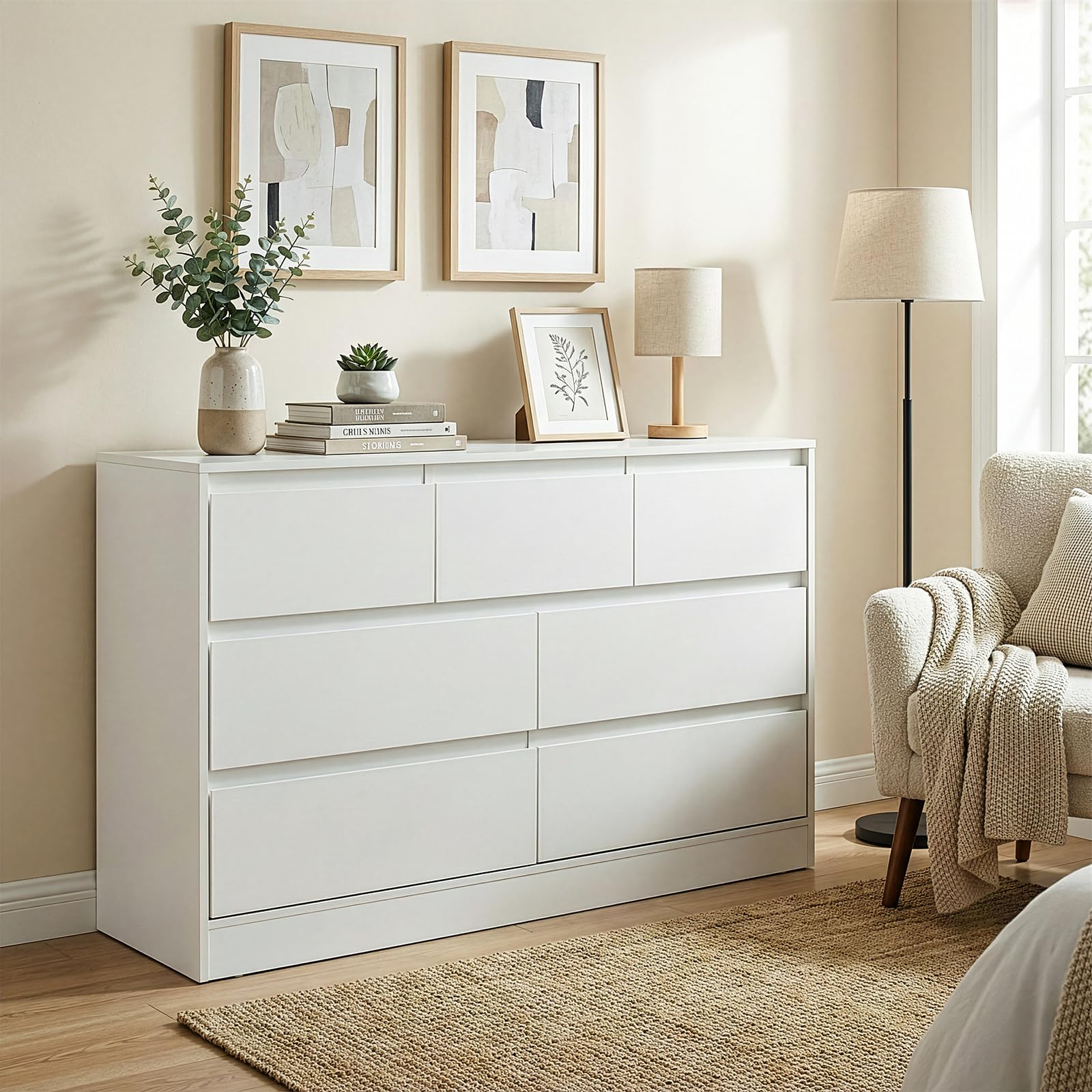 White Dresser 3-Tier 7-Drawer Chest of Drawers