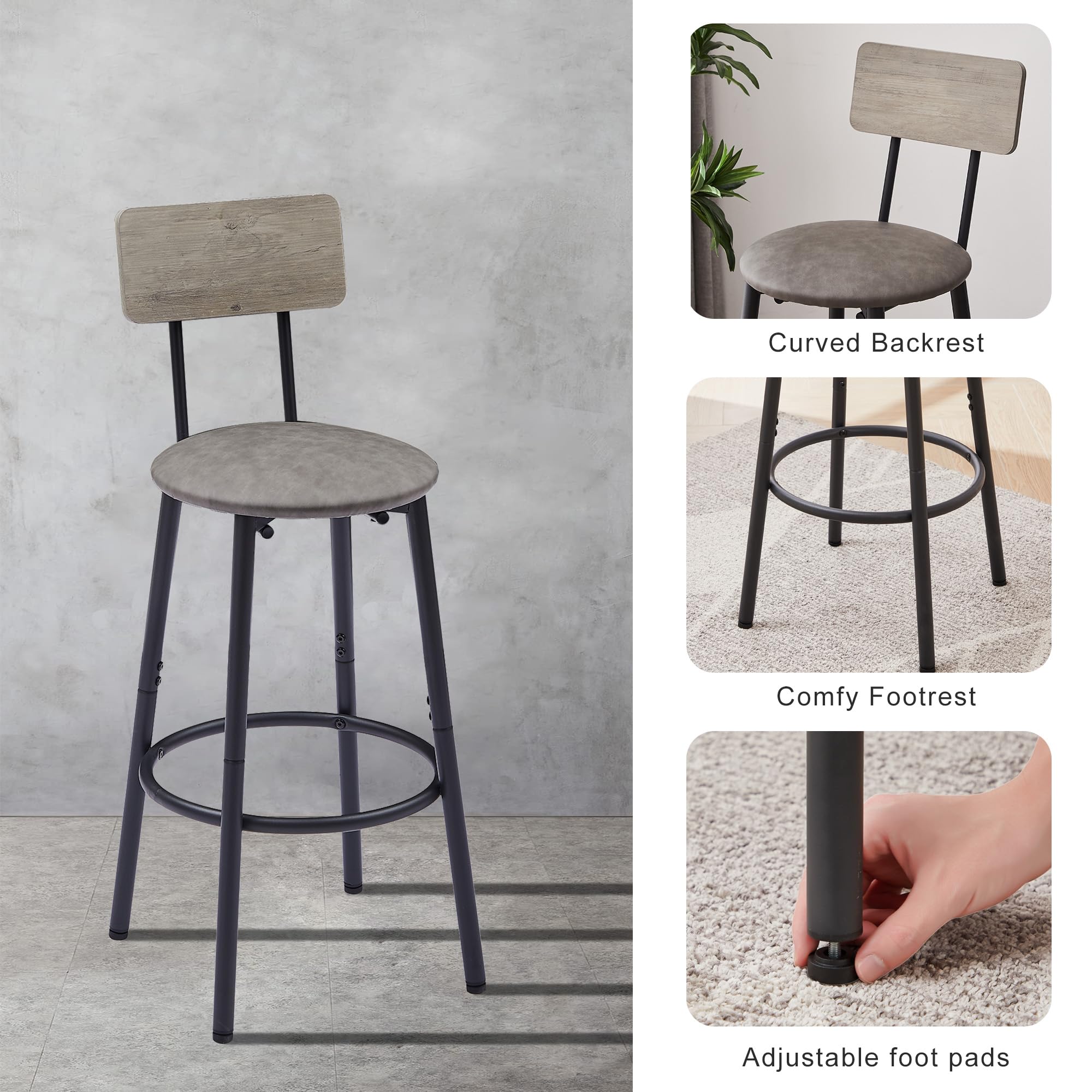 5-Piece Bar Table Set with Upholstered Stools
