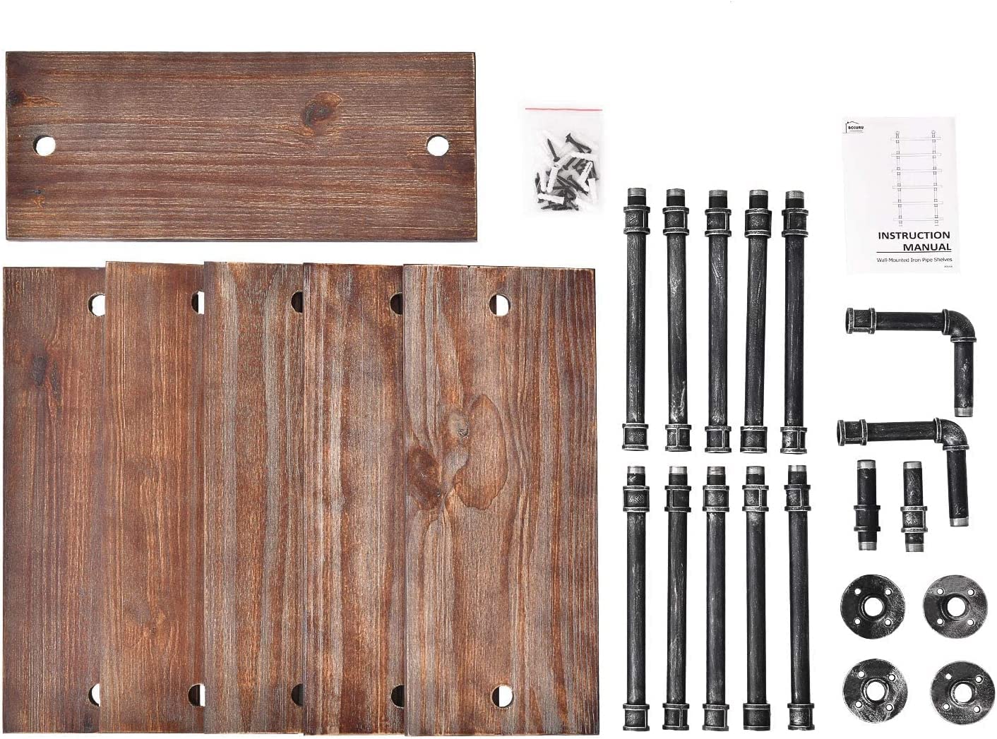 Industrial Pipe Ladder Bookshelf with Rustic Wood
