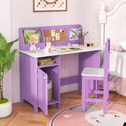 Kids Desk and Chair Set with Hutch, Cork Board and Whiteboard