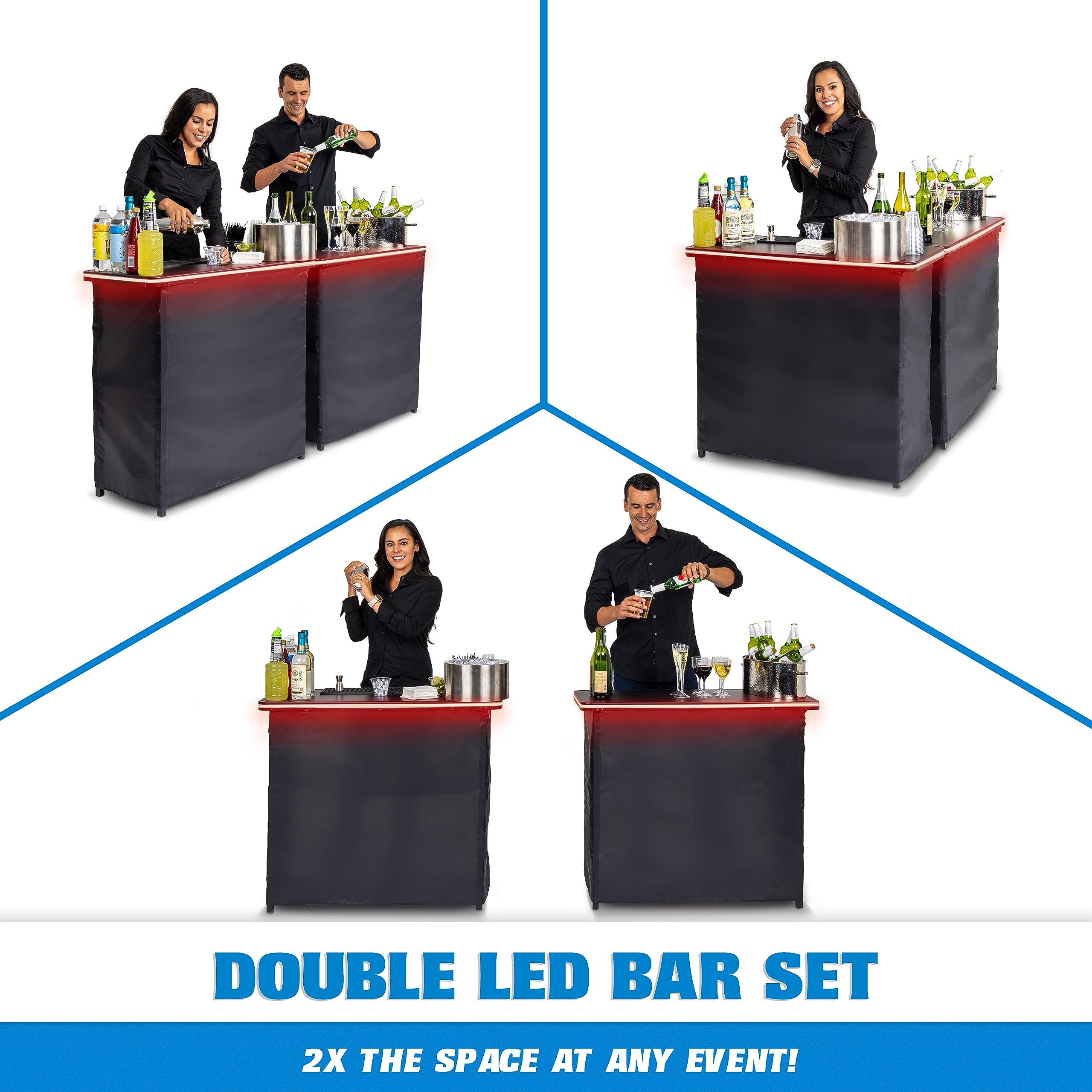 Double LED Bar Table Set with Multi-Color Lights